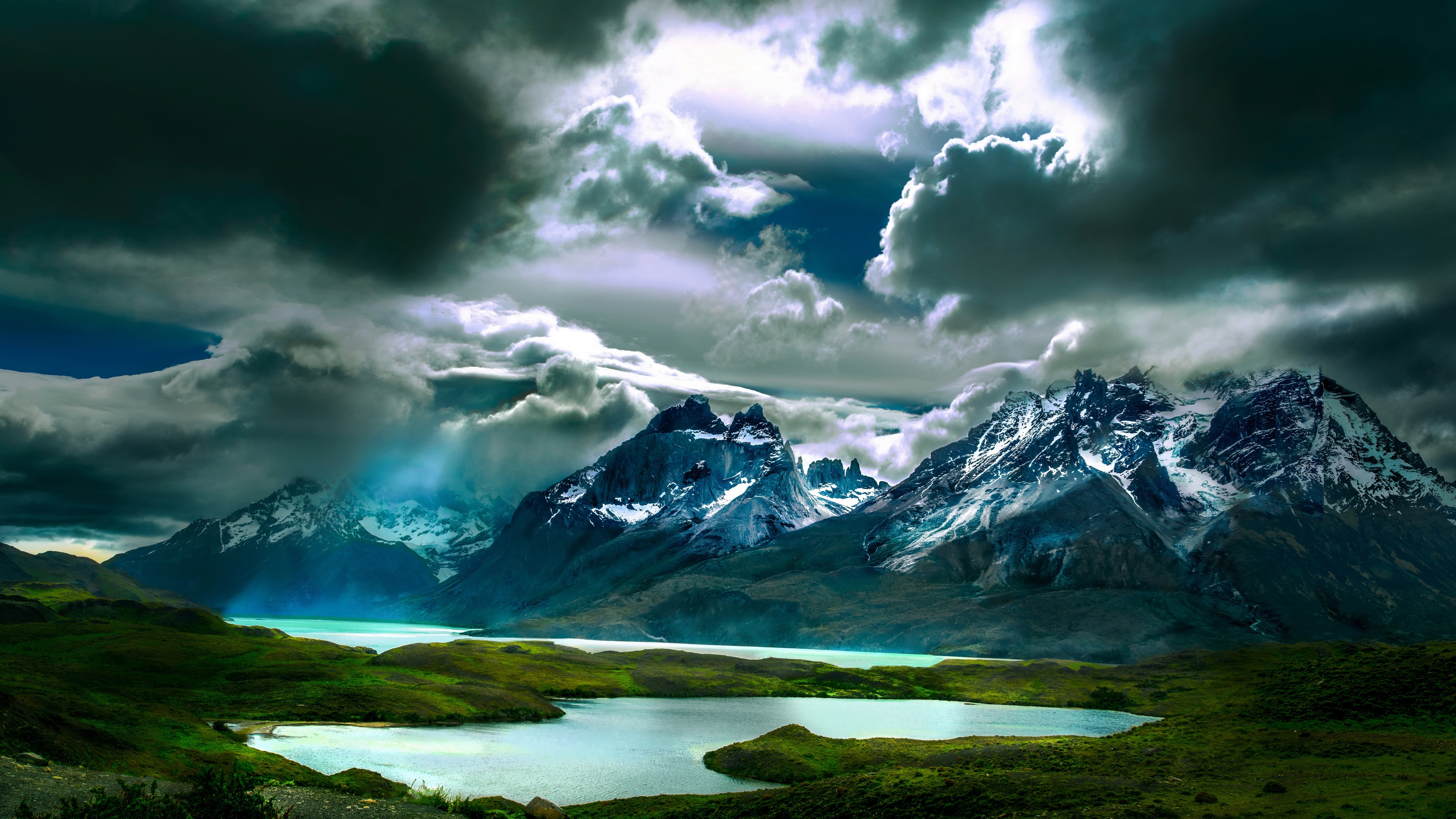 Скачать обои бесплатно Природа, Горы, Облака, Гора, Озеро, Земля/природа картинка на рабочий стол ПК