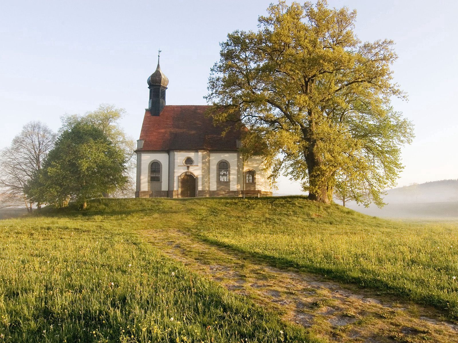 Laden Sie das Kapelle, Natur, Bäume, Polyana, Glade, Bayern, Deutschland-Bild kostenlos auf Ihren PC-Desktop herunter