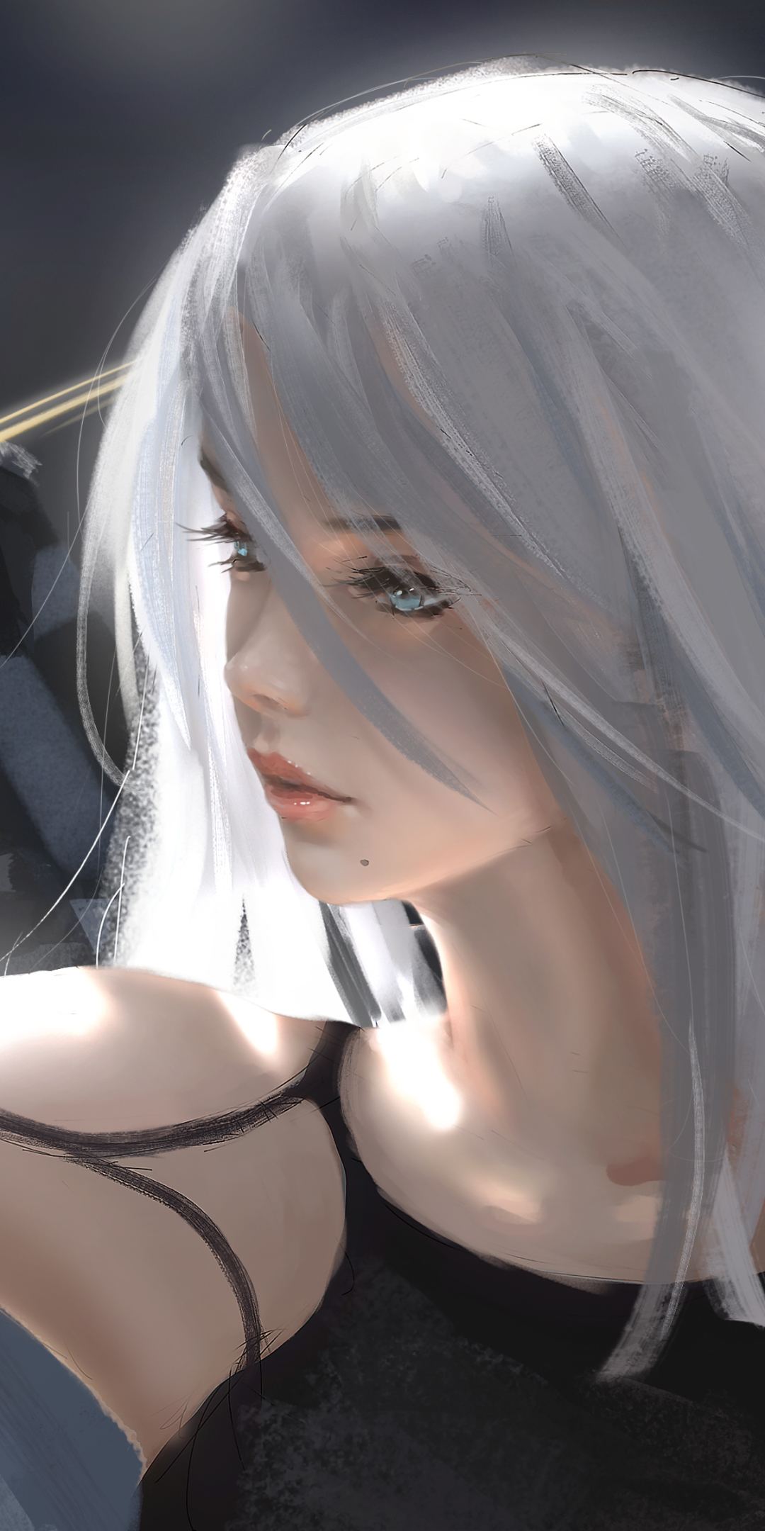 nier: automata, video game, white hair, yorha type a no 2 wallpapers for tablet
