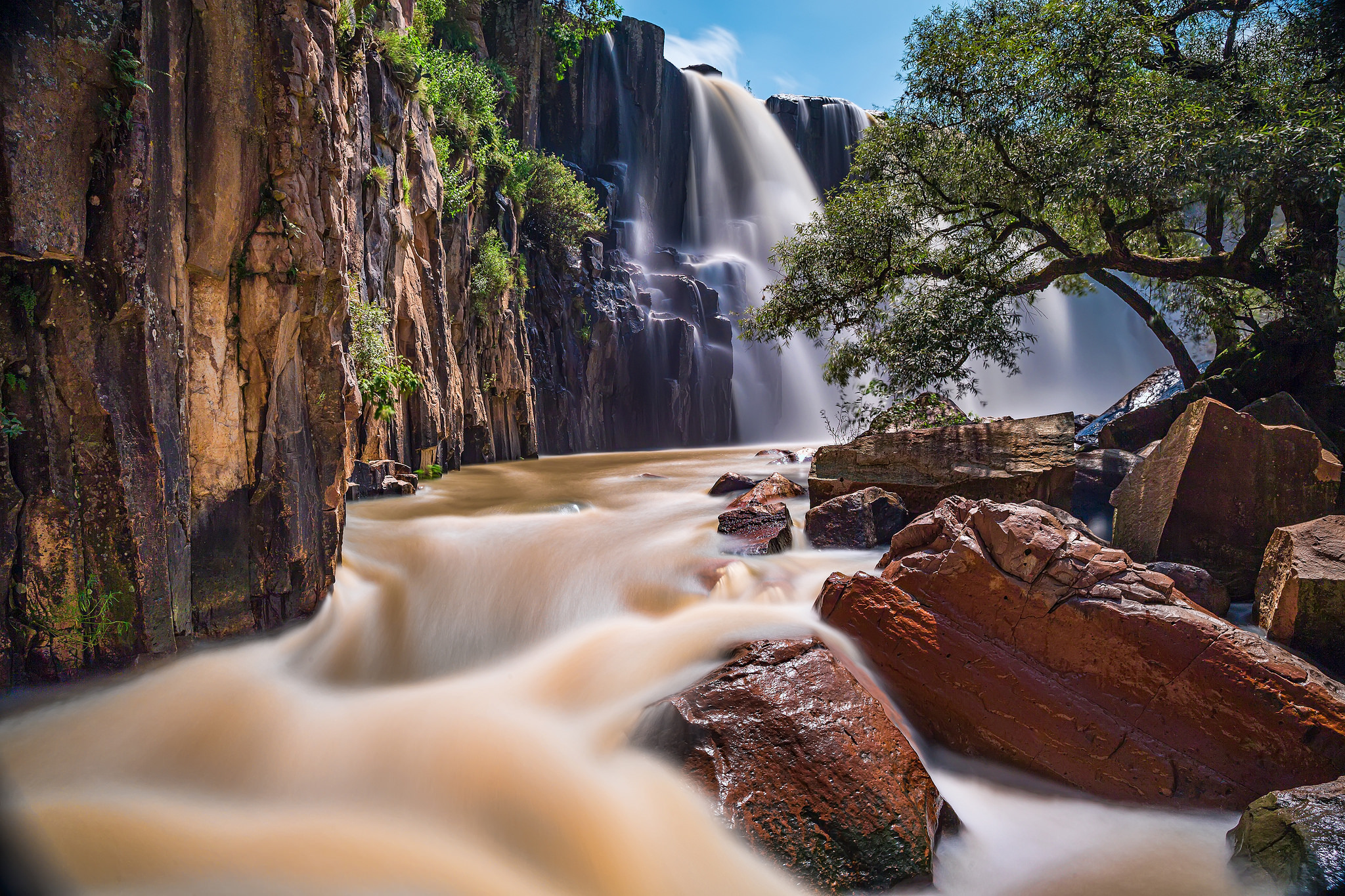 Free download wallpaper Waterfalls, Mountain, Waterfall, Tree, Earth on your PC desktop