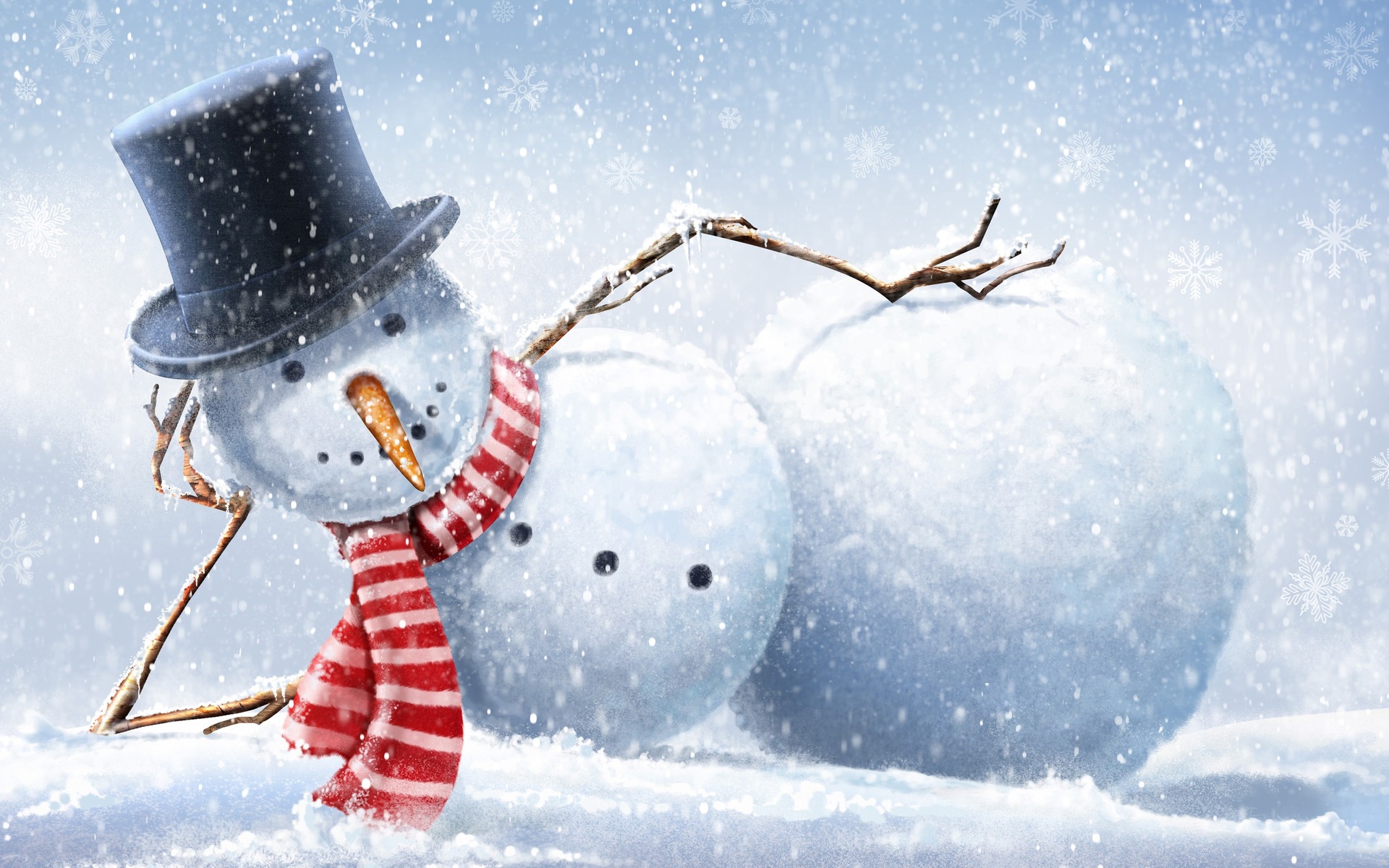 Скачать картинку Снеговик, Снег, Зима, Художественные в телефон бесплатно.