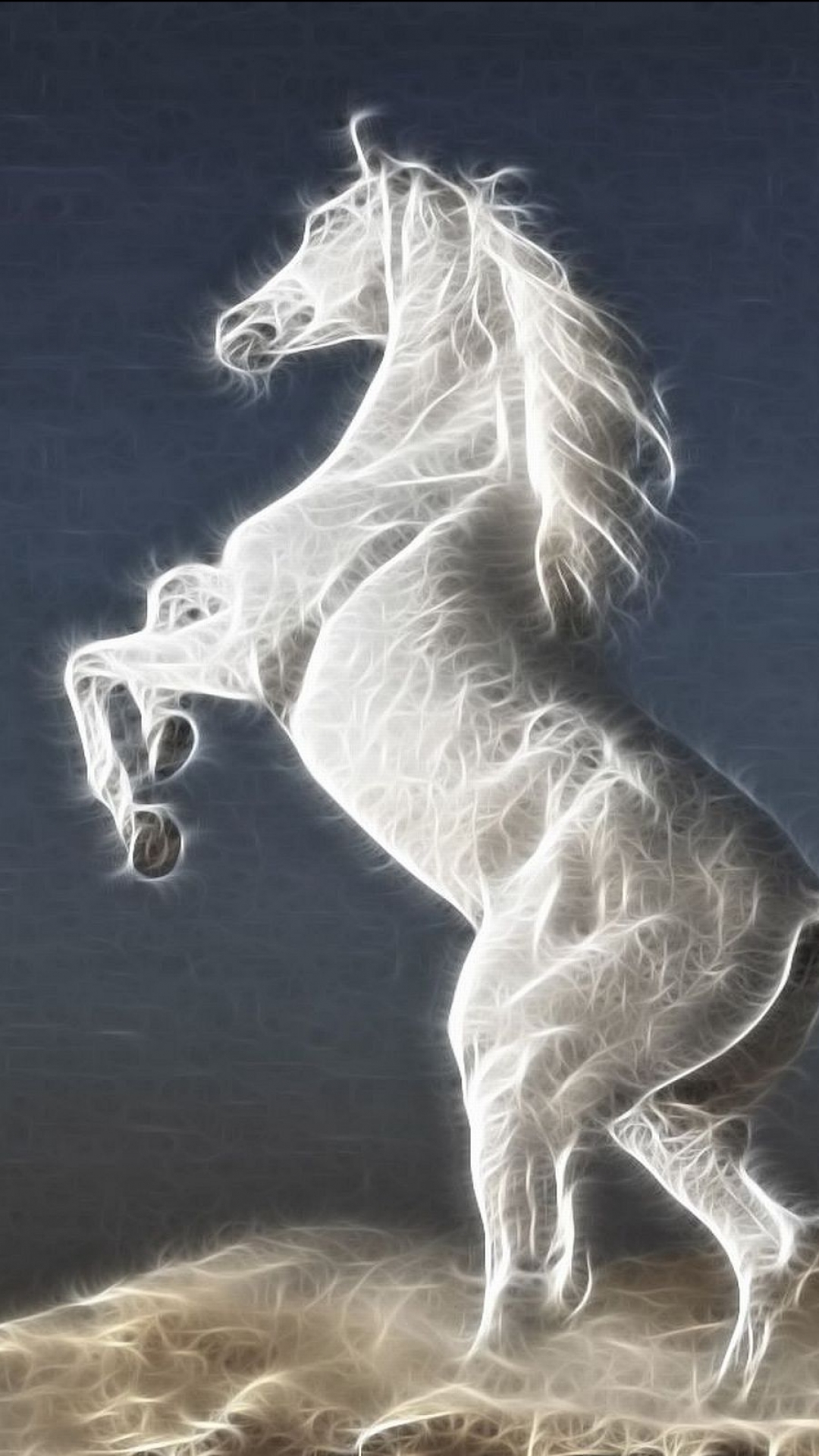 1197272 Hintergrundbild herunterladen tiere, hauspferd, weiß, fraktale, fraktal, hengst - Bildschirmschoner und Bilder kostenlos