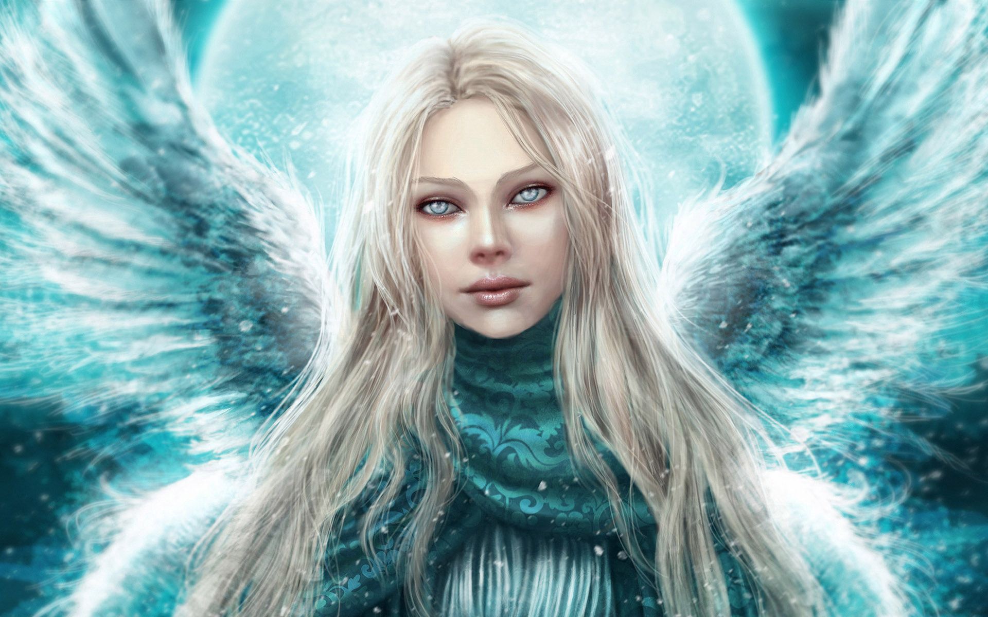 angel, fantasy, eyes, girl, wings, pretty Desktop home screen Wallpaper