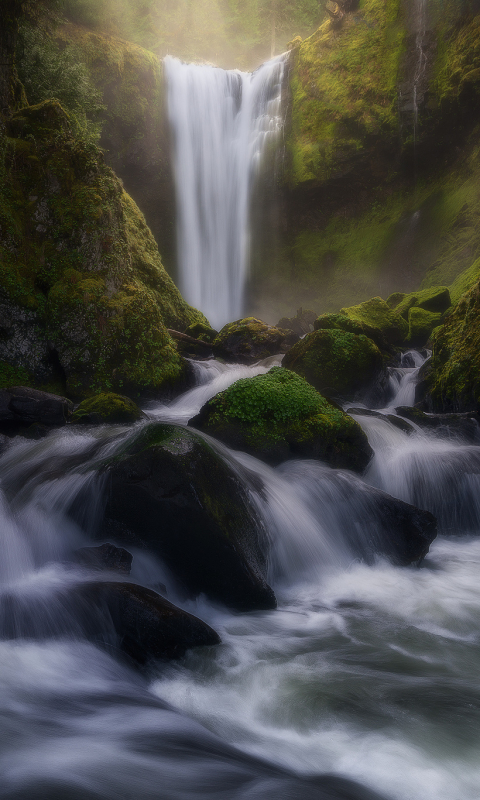 Download mobile wallpaper Canyon, Waterfalls, Waterfall, Earth, Stream, Falls Creek Falls, Washington (State) for free.