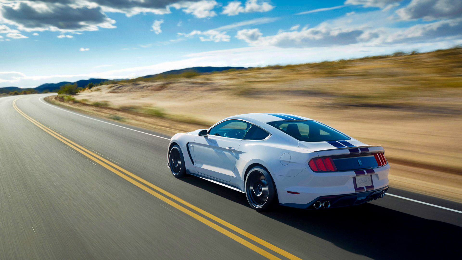 vehicles, ford mustang shelby gt350, car, ford, muscle car, road, white car