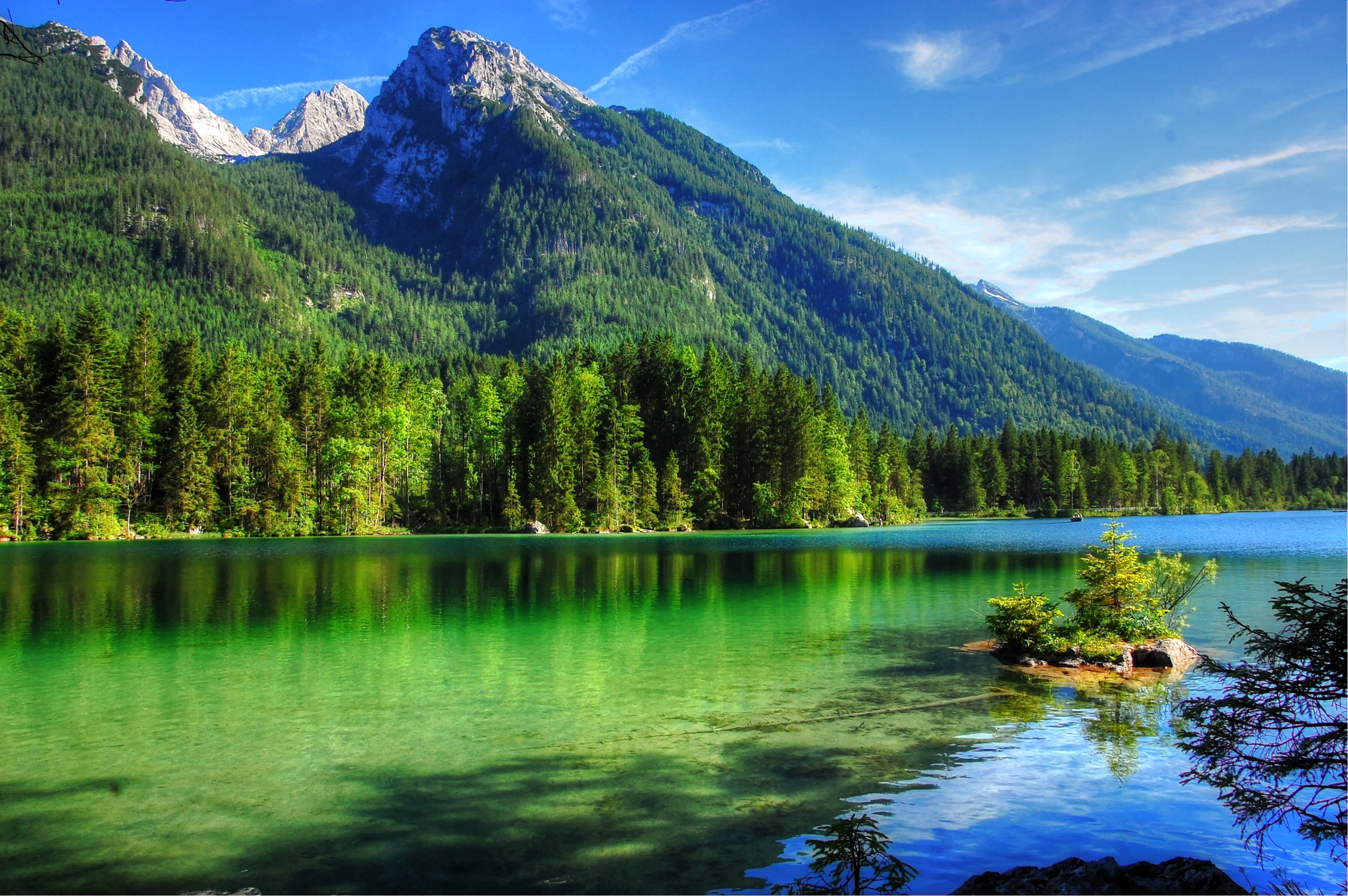 summer, nature, lake, mountains, appeasement, pacification HD wallpaper