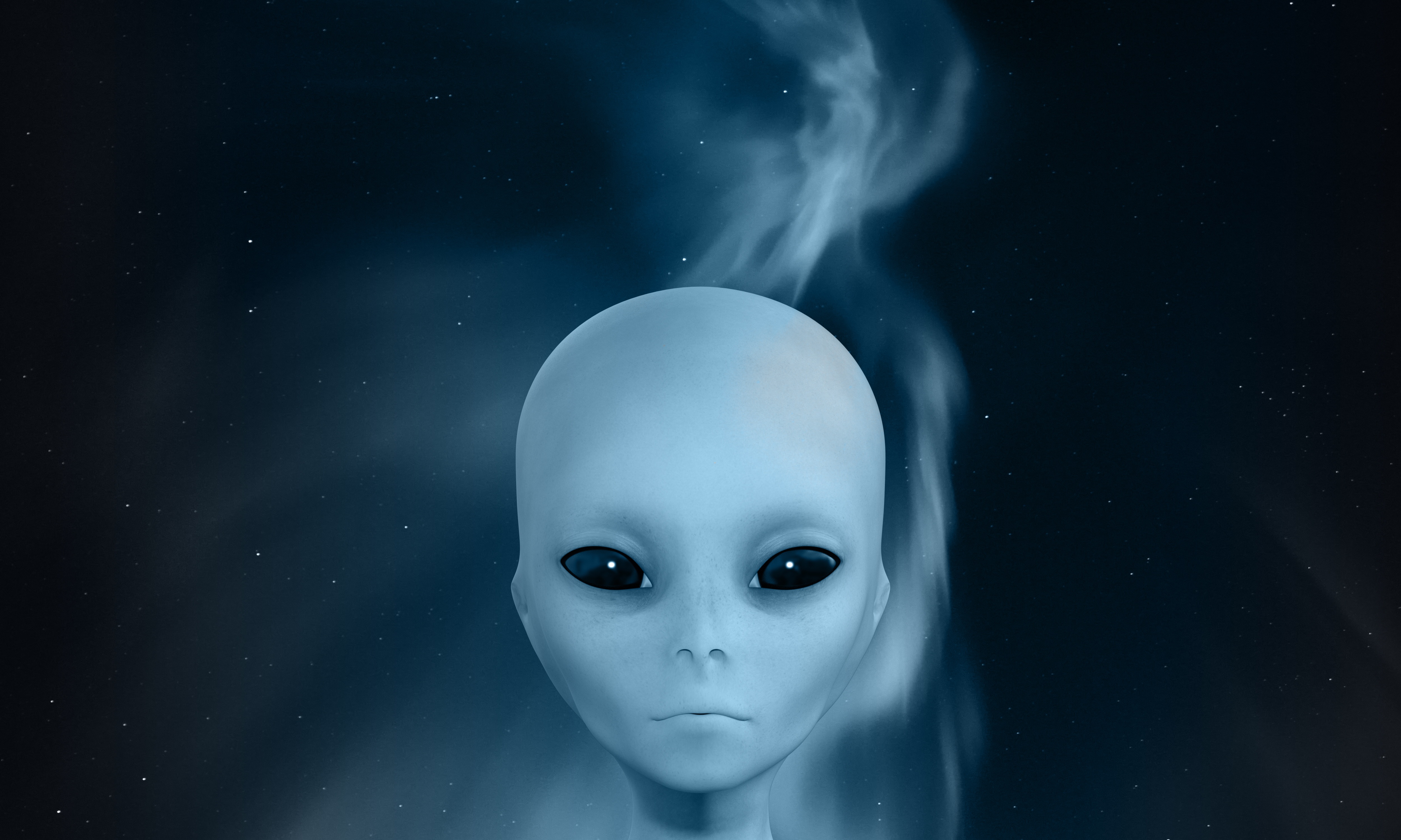 alien, 3d, stranger, sky, smoke, face HD wallpaper