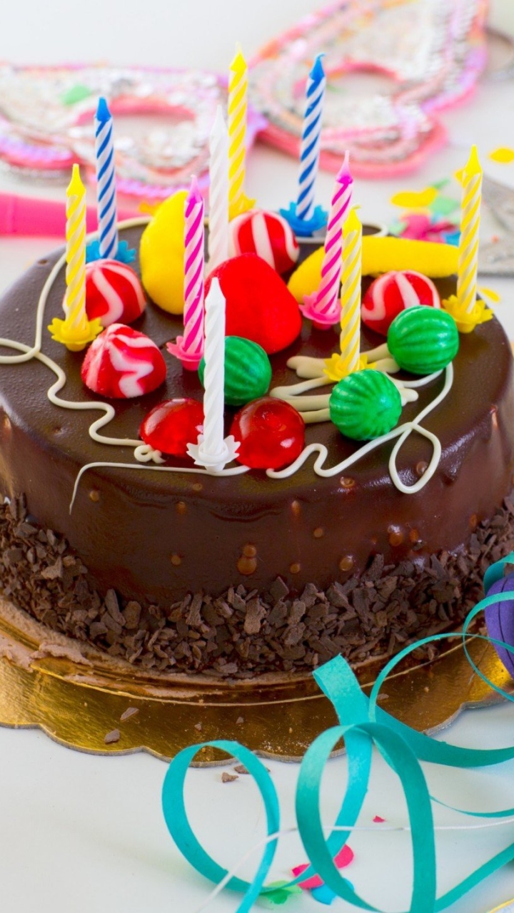 Download mobile wallpaper Holiday, Cake, Candle, Confetti, Birthday, Party for free.