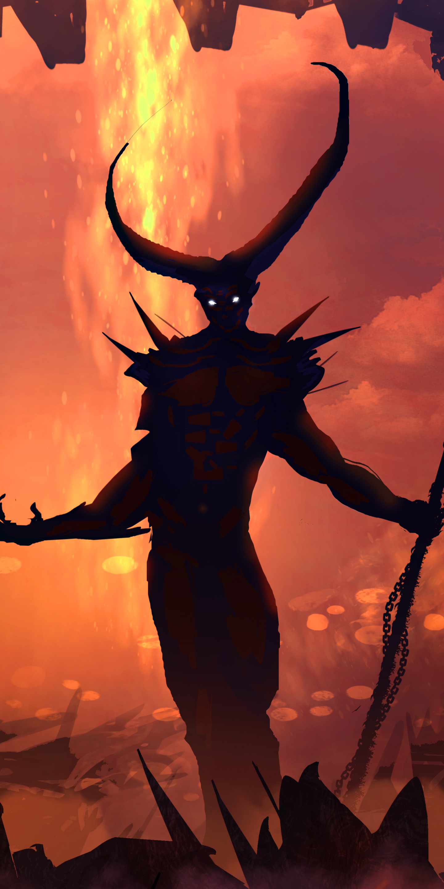 Download mobile wallpaper Fantasy, Horns, Demon, Giant for free.