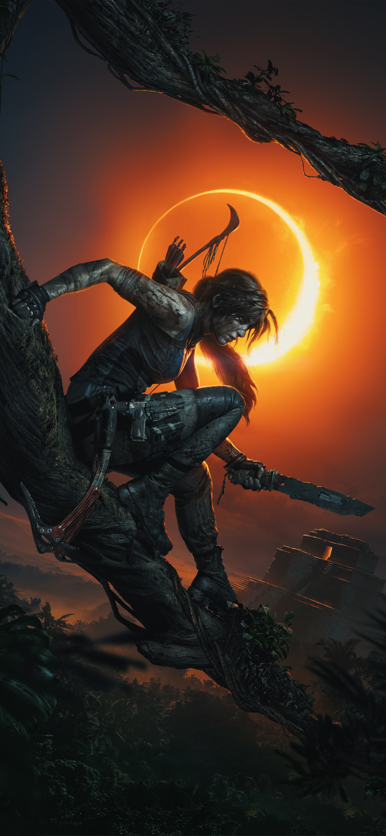 Download mobile wallpaper Night, Tomb Raider, Video Game, Woman Warrior, Lara Croft, Shadow Of The Tomb Raider for free.