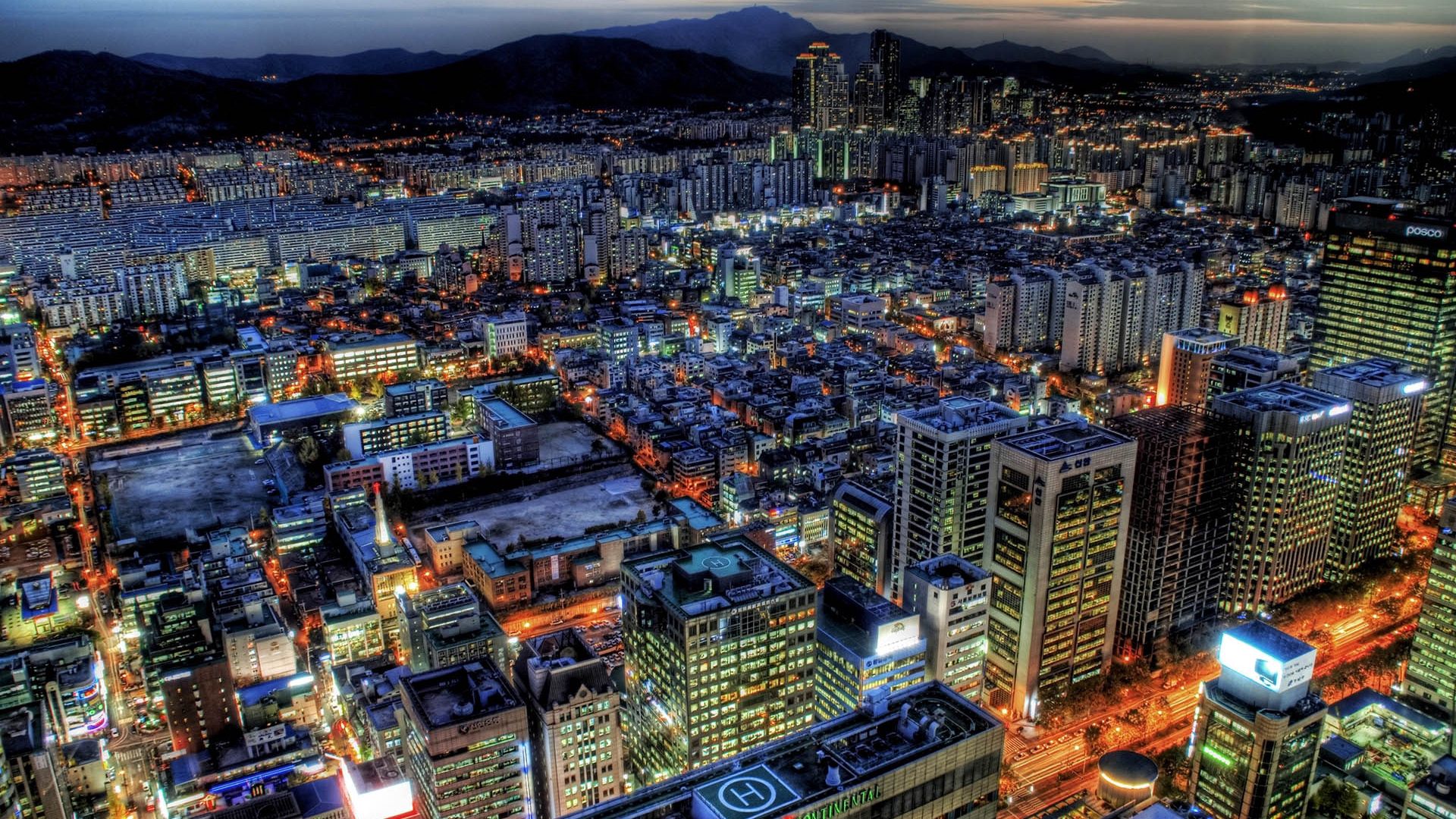 Скачать картинку Южная Корея, Вид Сверху, Города, Hdr, Небоскребы в телефон бесплатно.