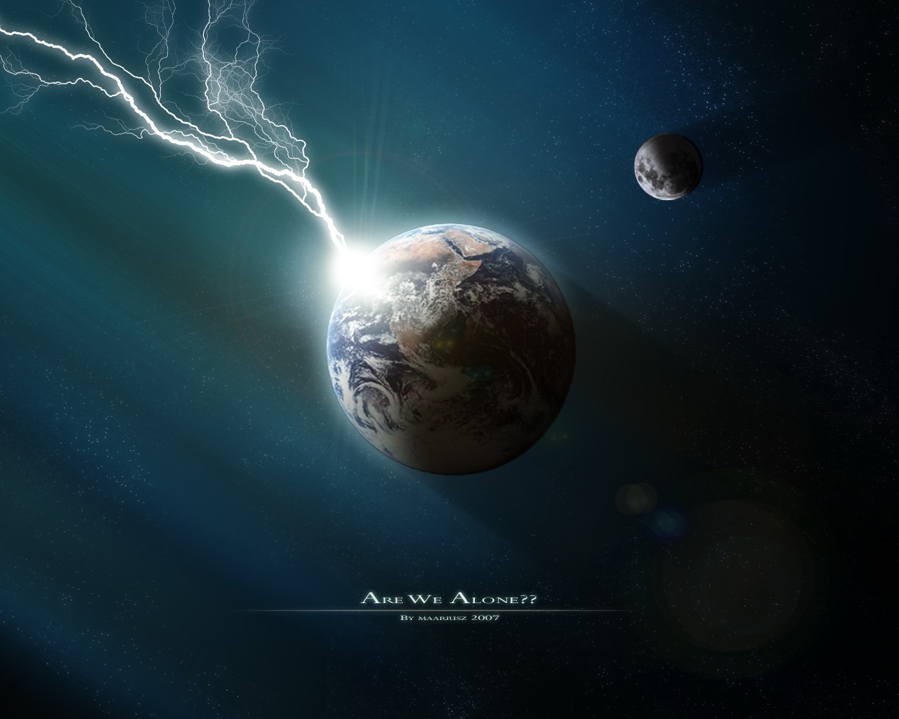 Free download wallpaper Planets, Lightning, Space, Planet, Sci Fi on your PC desktop