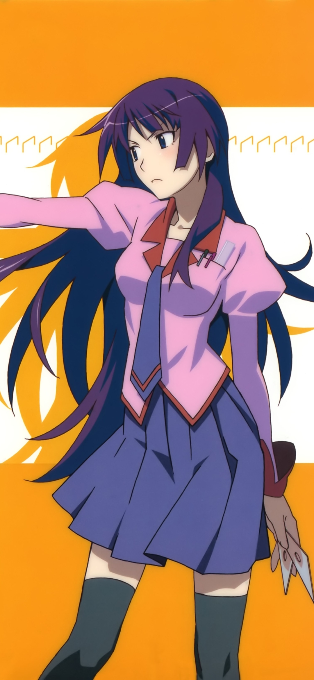 Baixar papel de parede para celular de Anime, Cabelo Longo, Monogatari (Série), Cabelo Roxo, Hitagi Senjogahara gratuito.