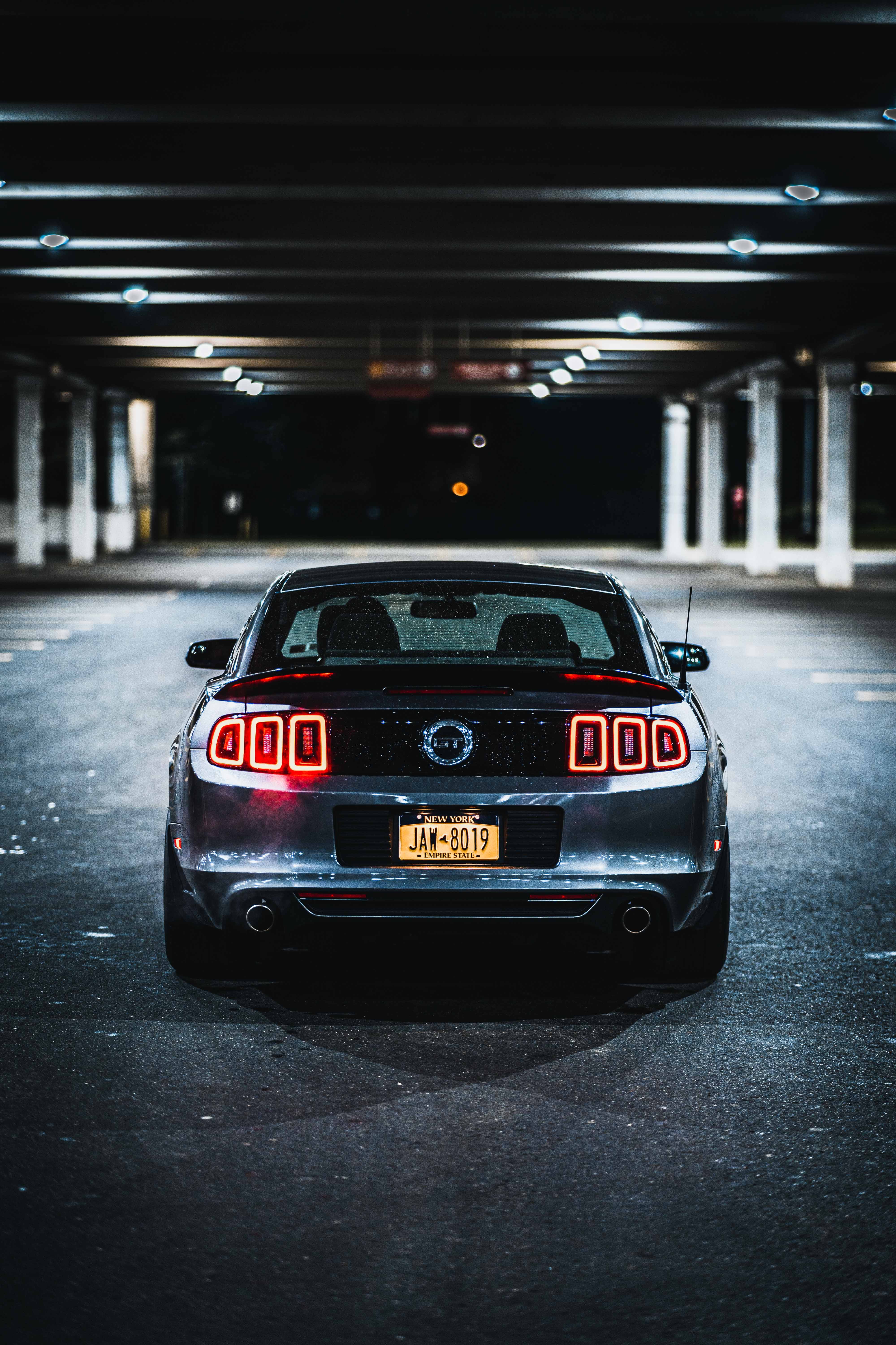 lights, ford mustang, ford mustang gt, cars, back view, rear view, headlights