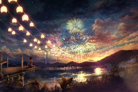 1195970 Hintergrundbild herunterladen animes, hana bi feuerblume, sonnenuntergang, laterne, festival - Bildschirmschoner und Bilder kostenlos