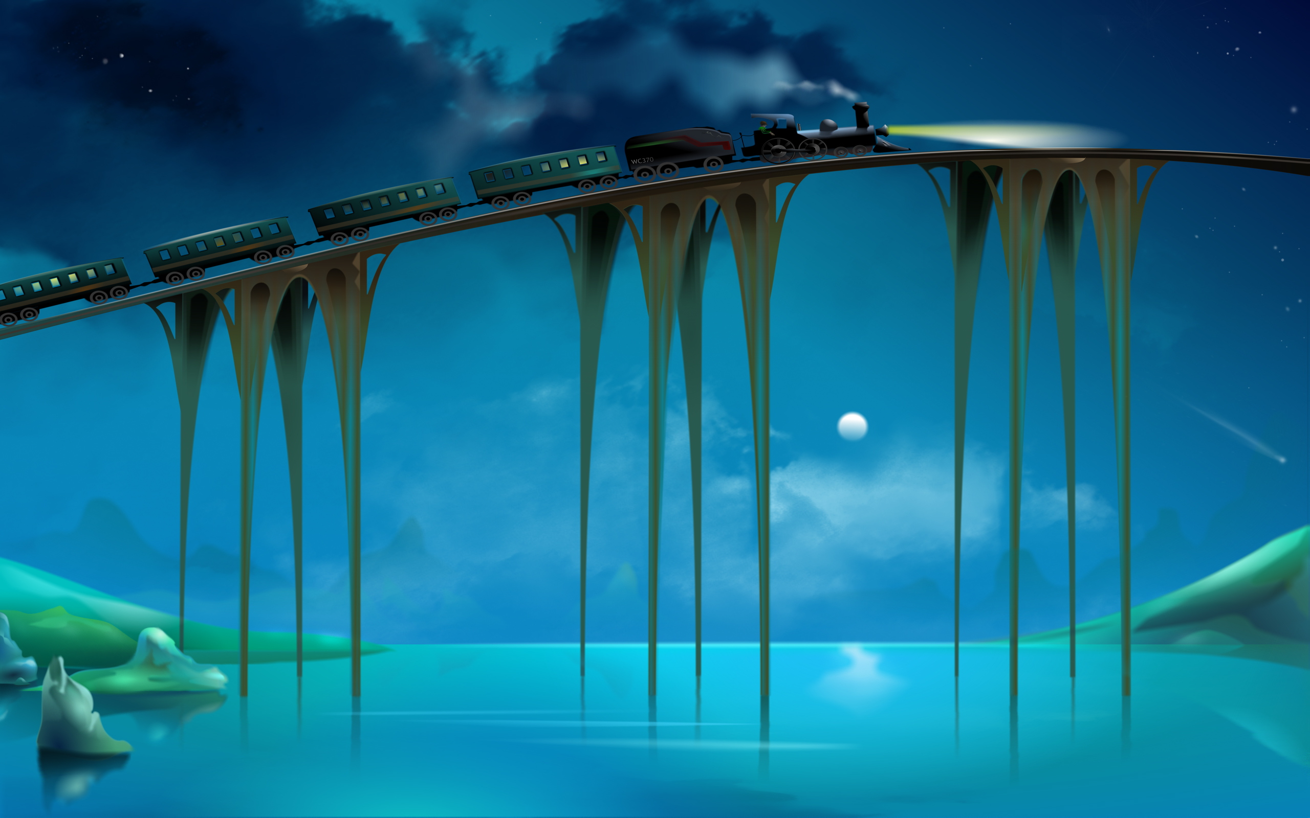 Download mobile wallpaper Cartoon, Train, Vehicles, Artistic for free.