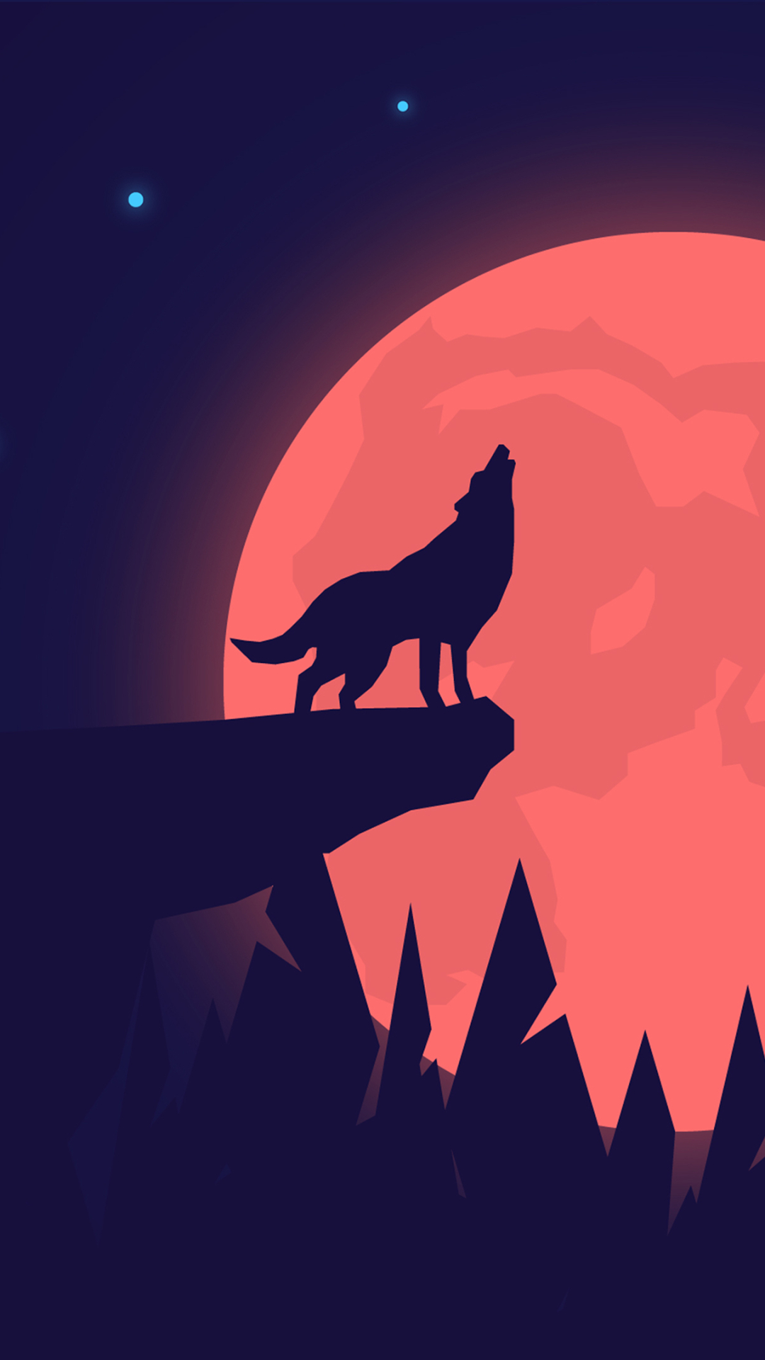 Download mobile wallpaper Night, Silhouette, Wolf, Animal, Artistic, Full Moon for free.