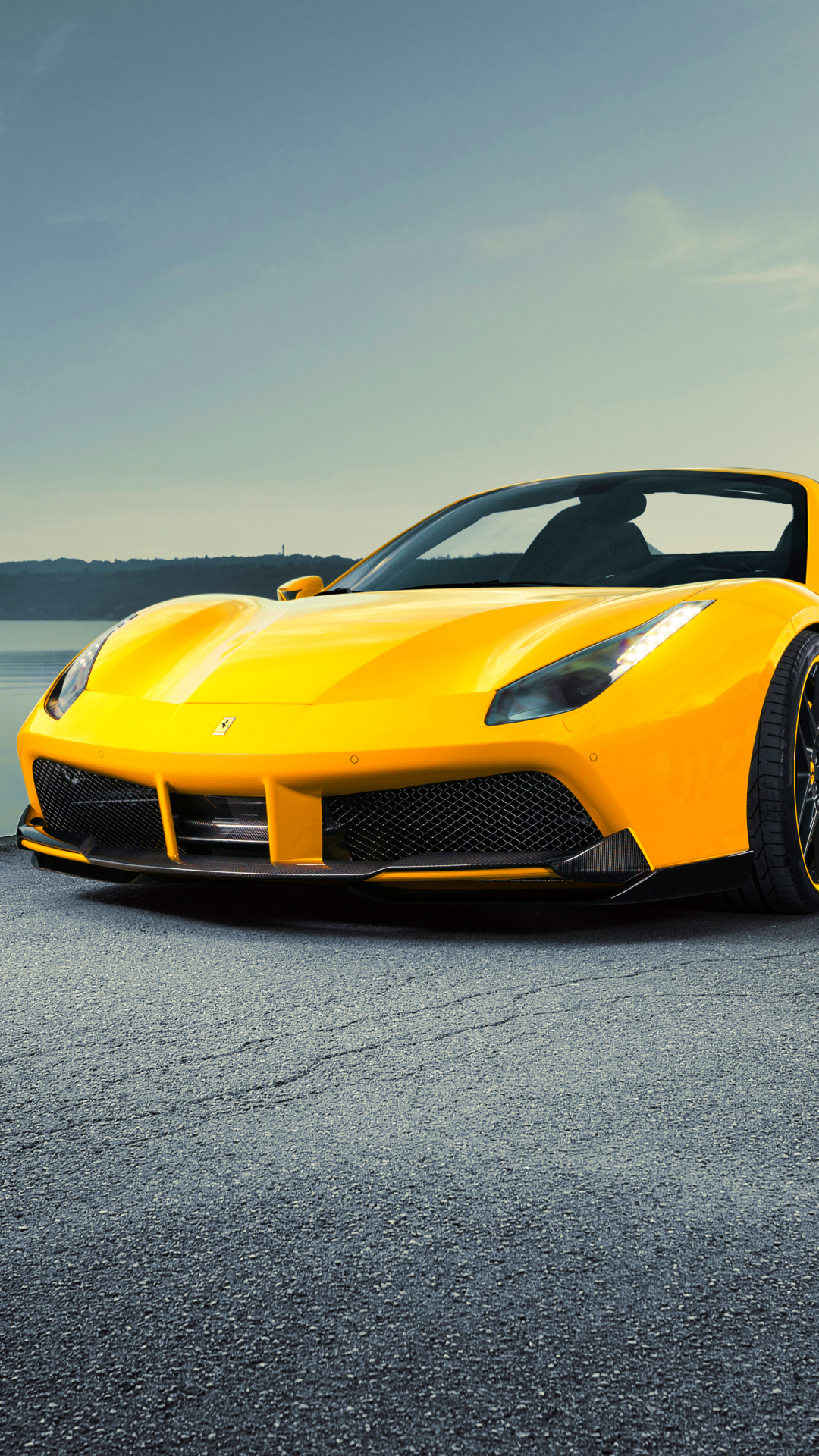 Download mobile wallpaper Ferrari, Car, Supercar, Vehicle, Vehicles, Yellow Car, Ferrari 488, Ferrari 488 Spider for free.