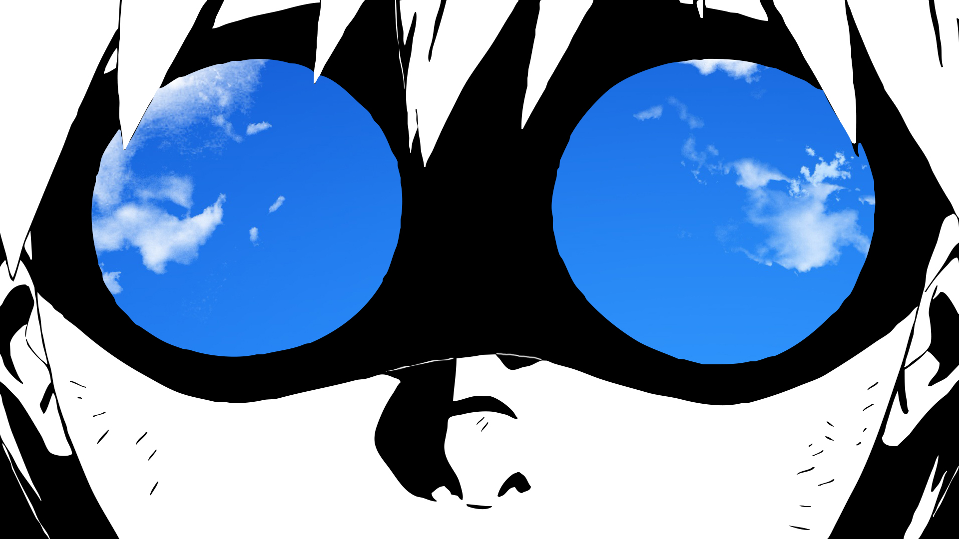 black, anime, tengen toppa gurren lagann, cloud, glasses, lagann, simon (tengen toppa gurren lagann), sky, toppa, vector, white
