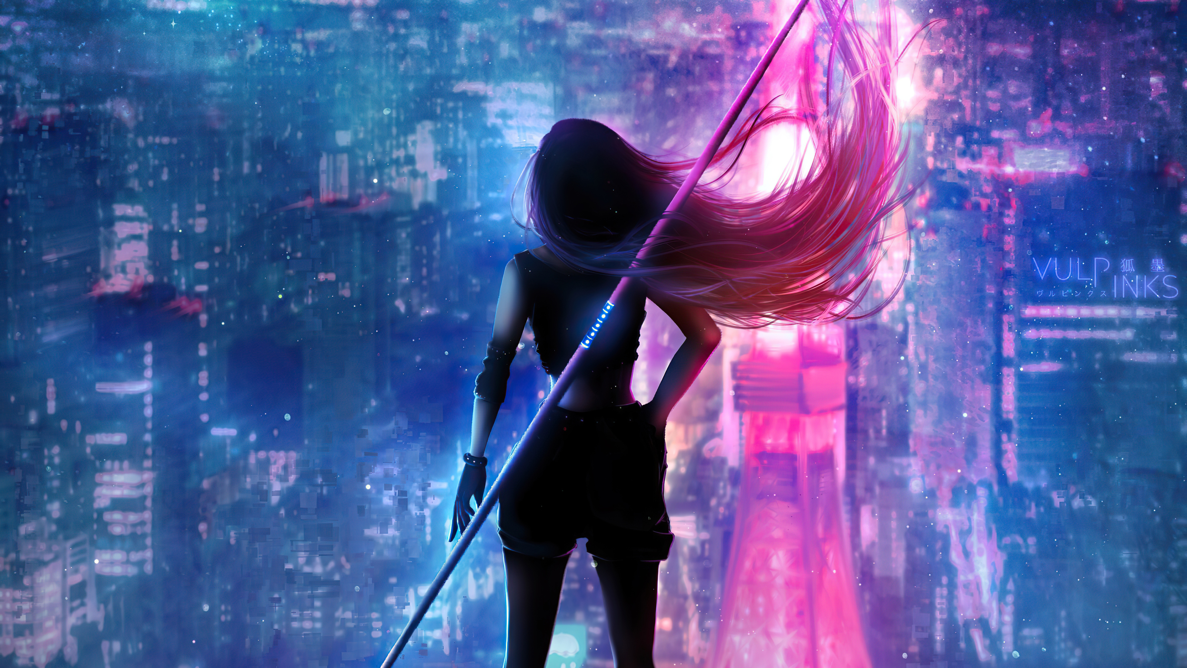 Download mobile wallpaper City, Sci Fi, Futuristic, Long Hair, Women Warrior, Woman Warrior for free.