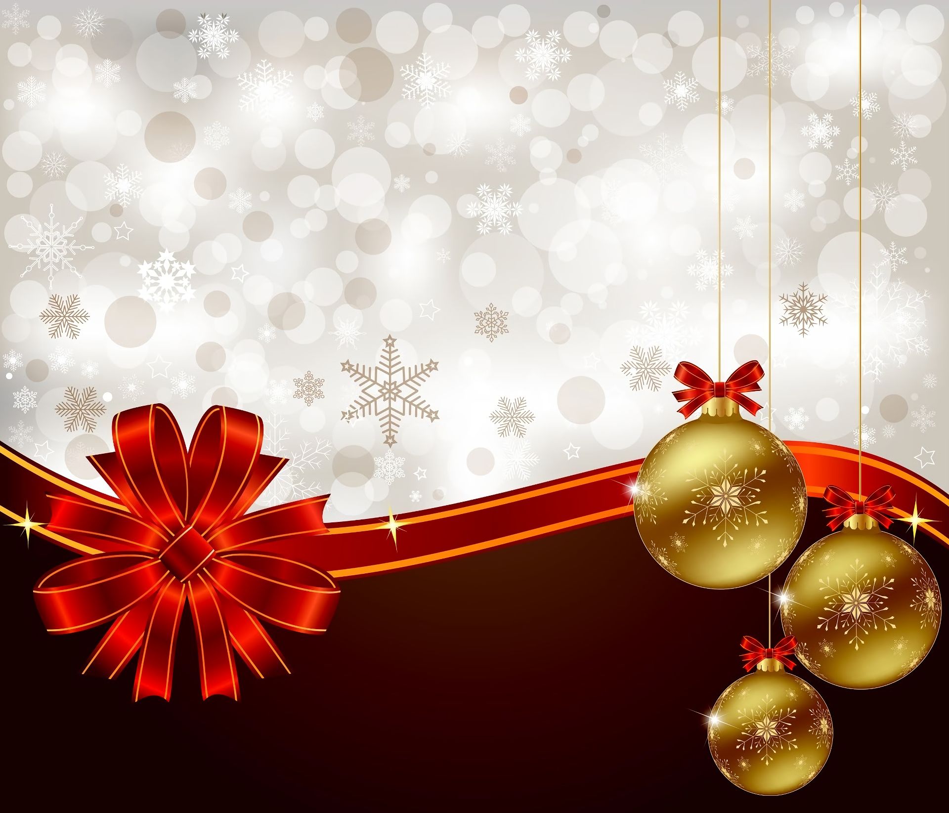 PCデスクトップに装飾, クリスマス, ゴールデン, スノーフレーク, ホリデー画像を無料でダウンロード