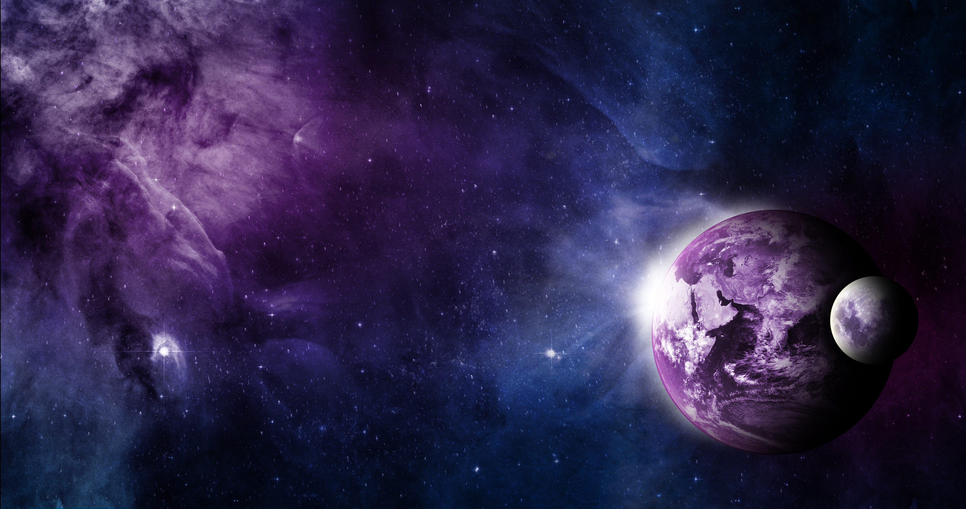Скачать обои бесплатно Звезды, Синий, Туманность, Пространство, Планета, Пурпурный, Научная Фантастика картинка на рабочий стол ПК