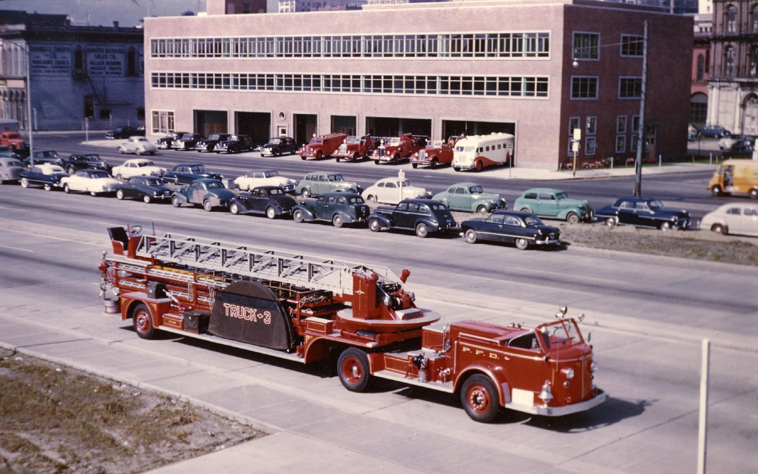 vehicles, fire truck, car, red