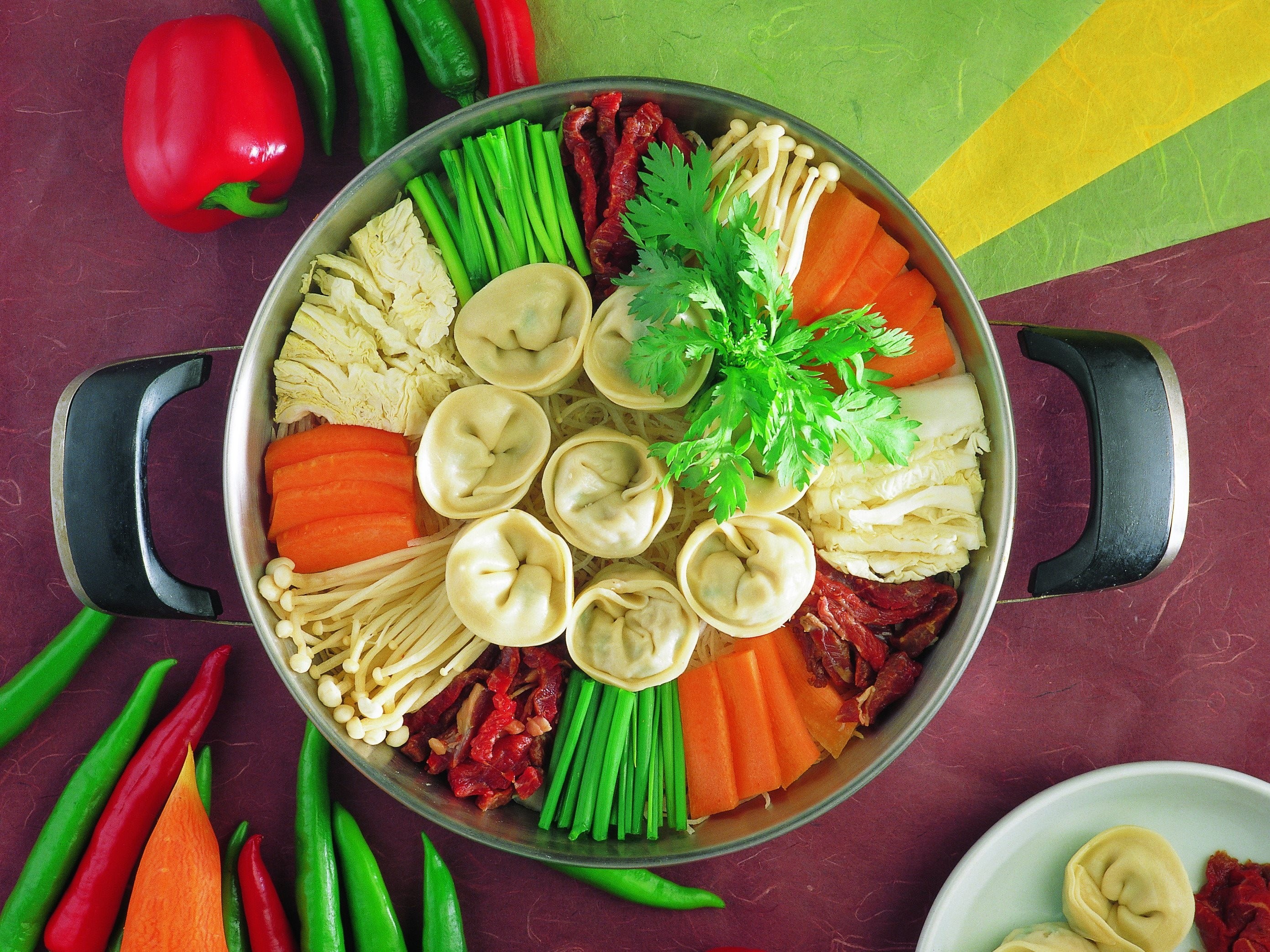 vegetables, pepper, food, greens, dumplings, meat dumplings cell phone wallpapers
