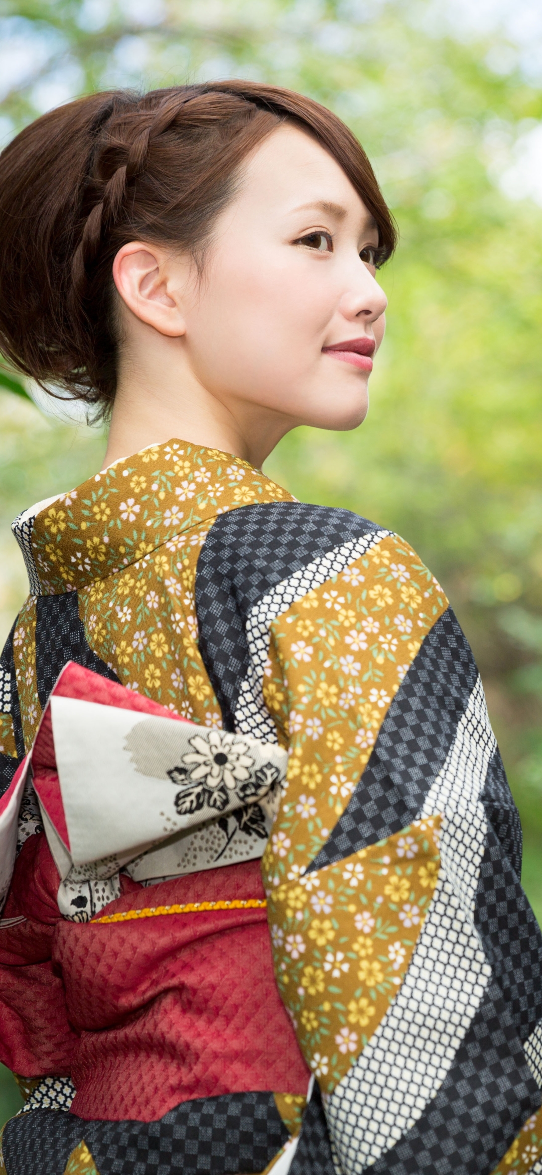 Download mobile wallpaper Bokeh, Kimono, Brunette, Women, Asian for free.