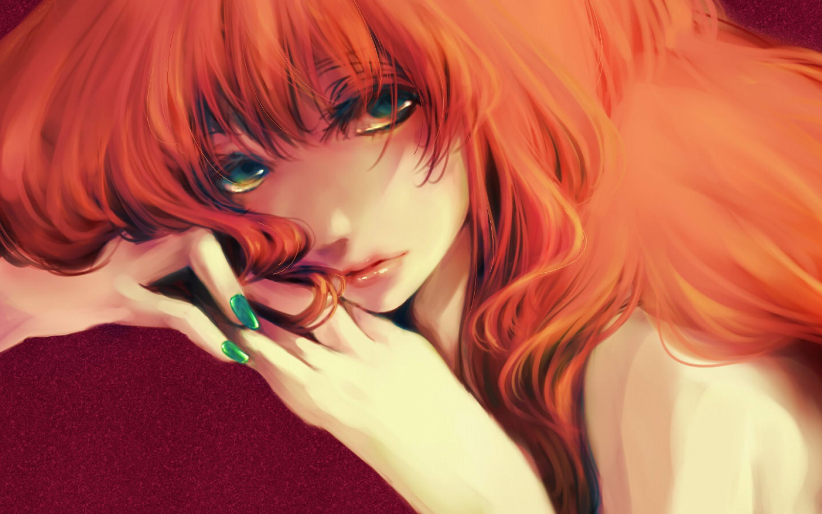 Download mobile wallpaper Fantasy, Sad, Face, Women, Red Hair for free.