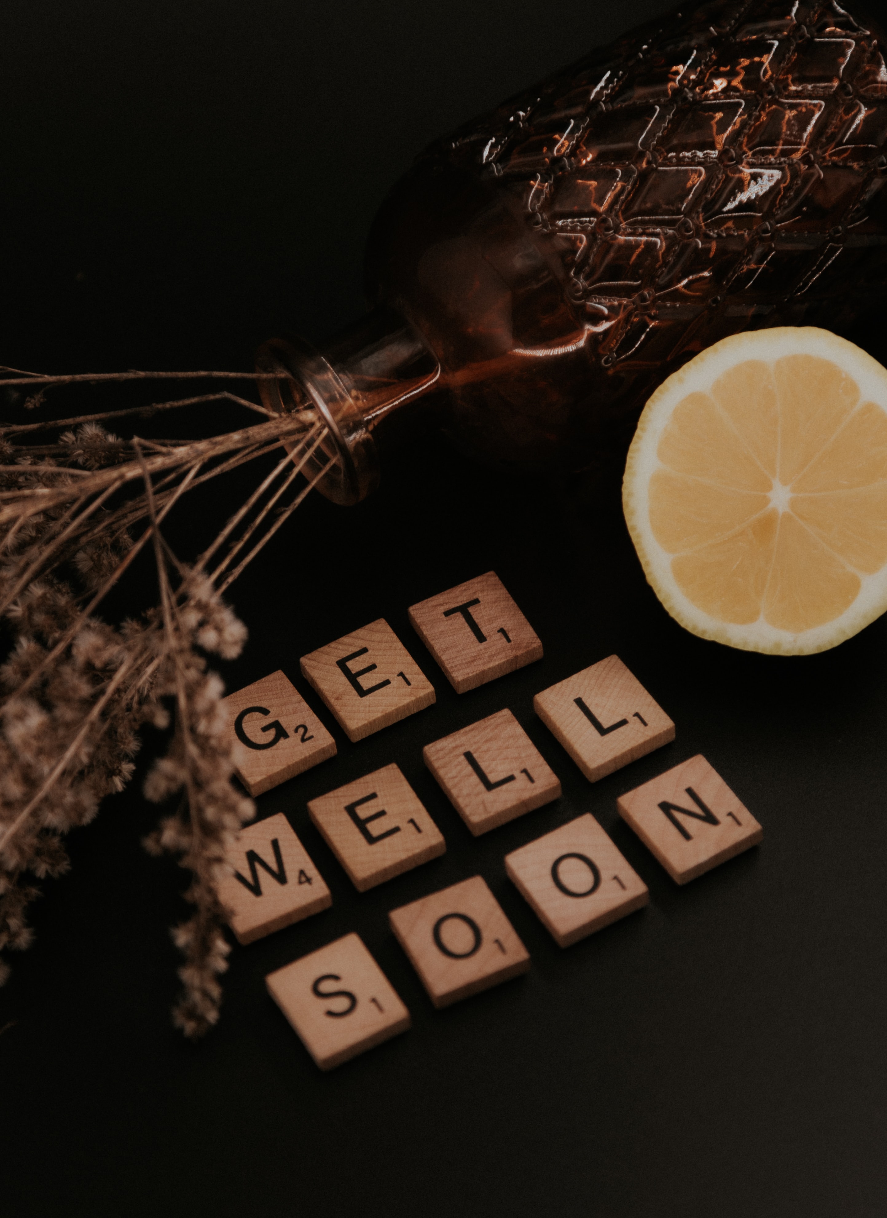 vase, words, inscription, lemon, get well, get well soon mobile wallpaper