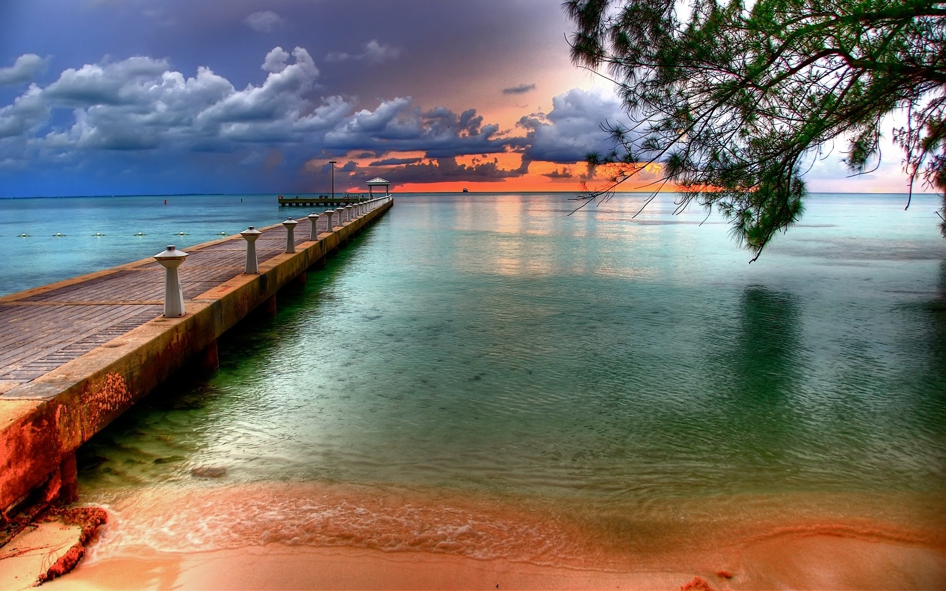 landscape, water, bridges, sky, sea, beach desktop HD wallpaper