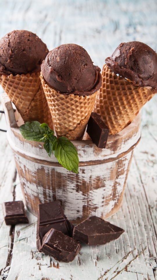 Download mobile wallpaper Food, Chocolate, Ice Cream, Still Life, Waffle Cone for free.