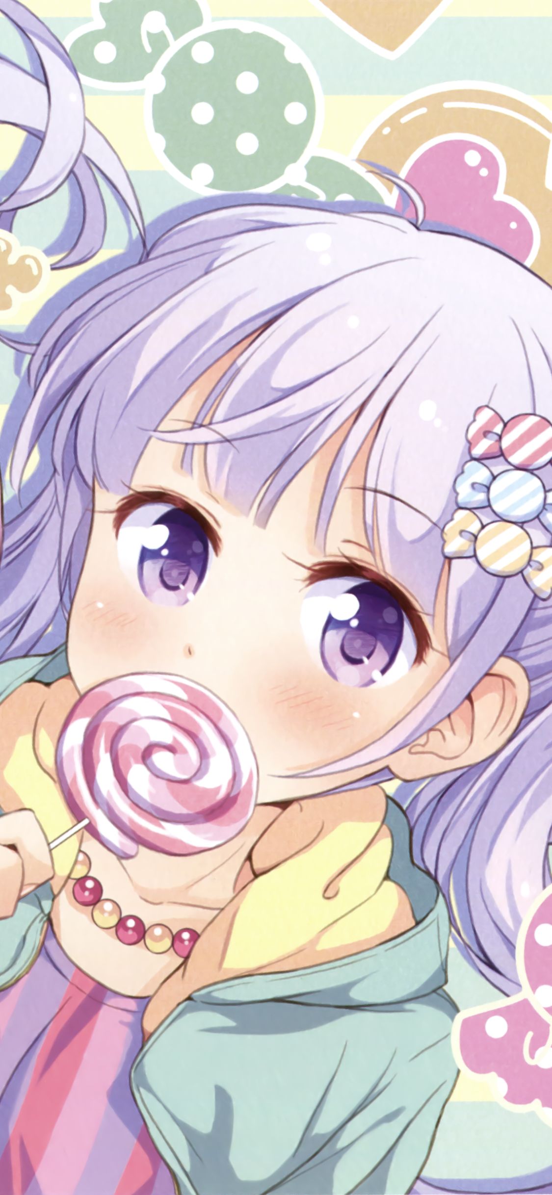 Download mobile wallpaper Anime, Lollipop, Blue Eyes, Blush, Purple Eyes, Aoba Suzukaze, New Game! for free.