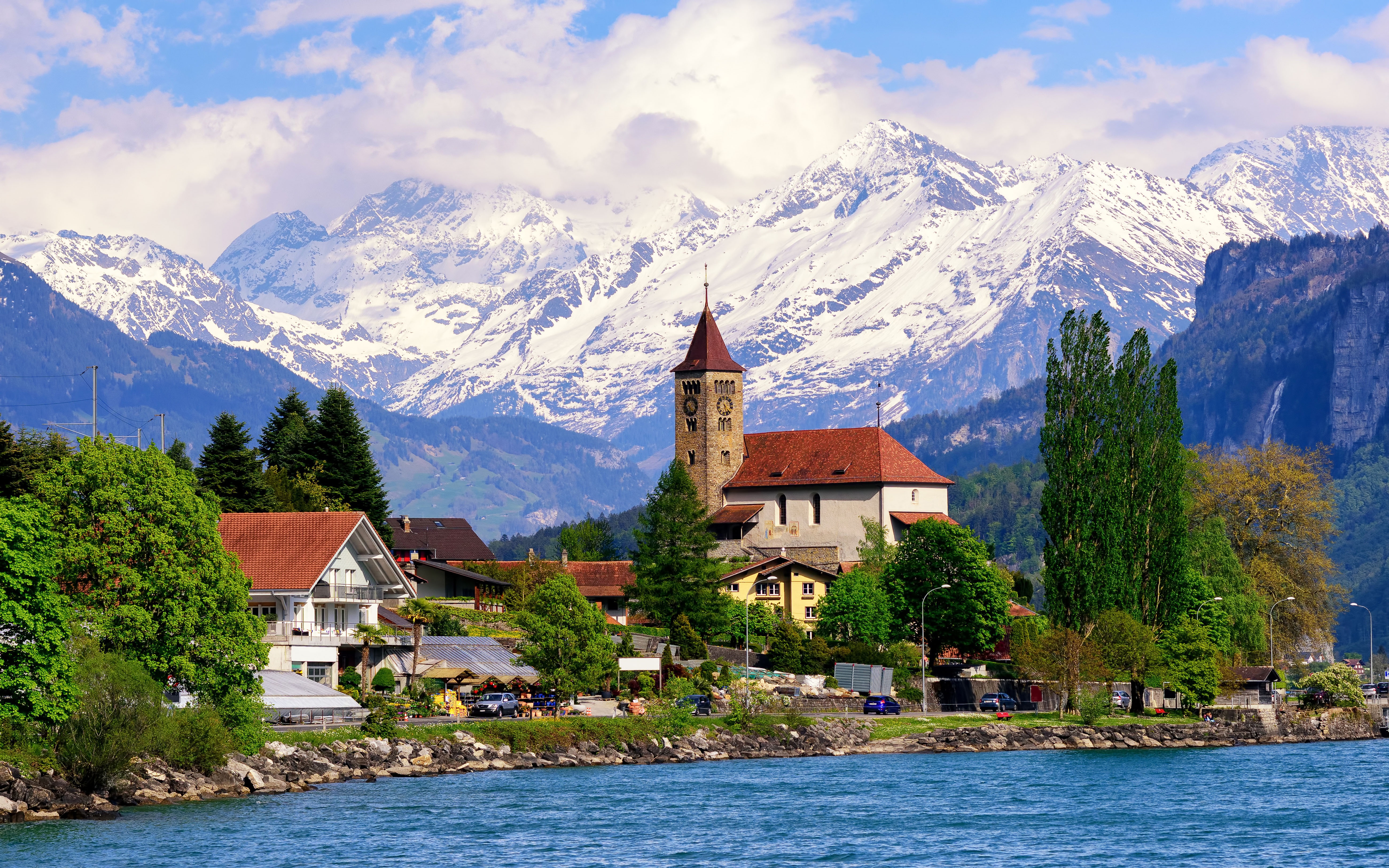 Free download wallpaper Mountain, Village, Switzerland, Man Made on your PC desktop