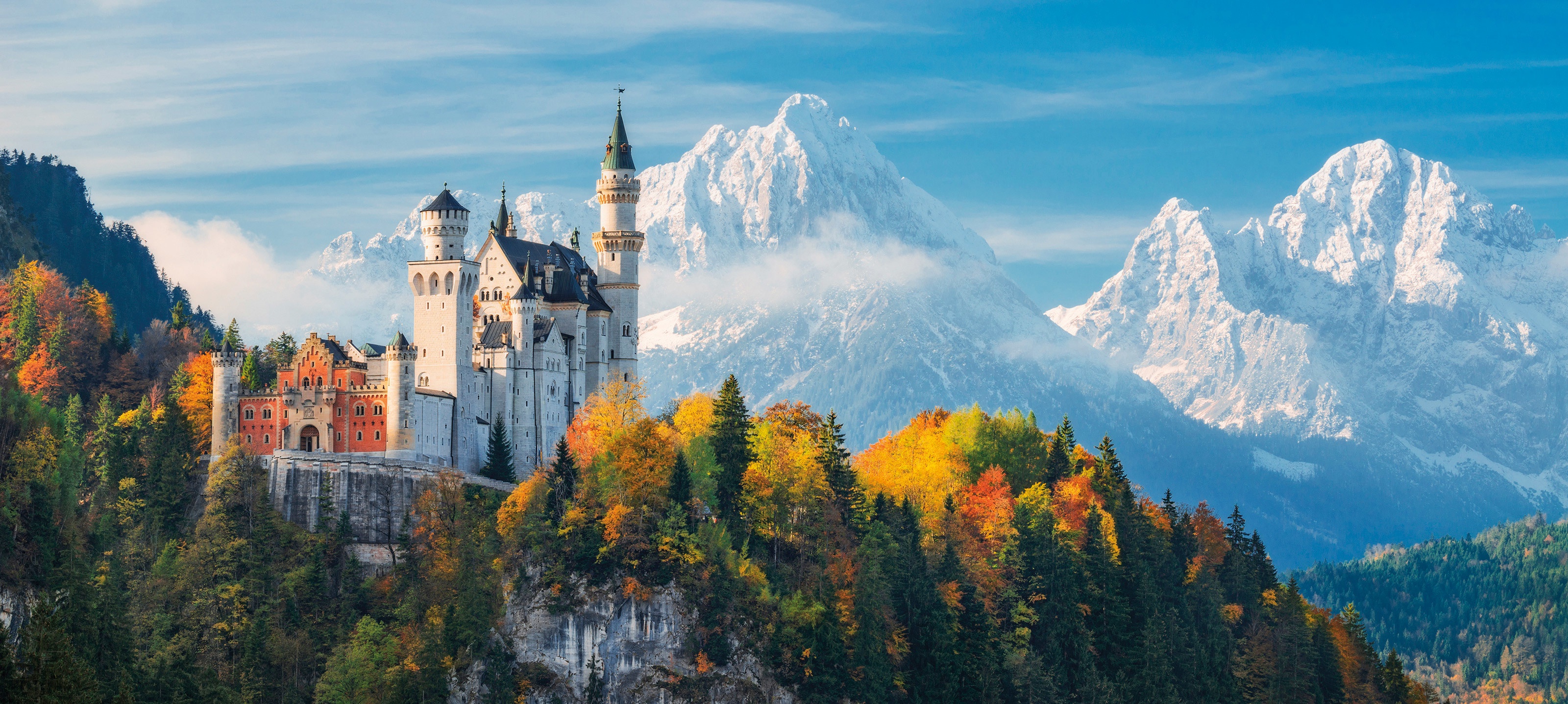 PCデスクトップに城, 建物, 山, ドイツ, ノイシュヴァンシュタイン城, マンメイド画像を無料でダウンロード