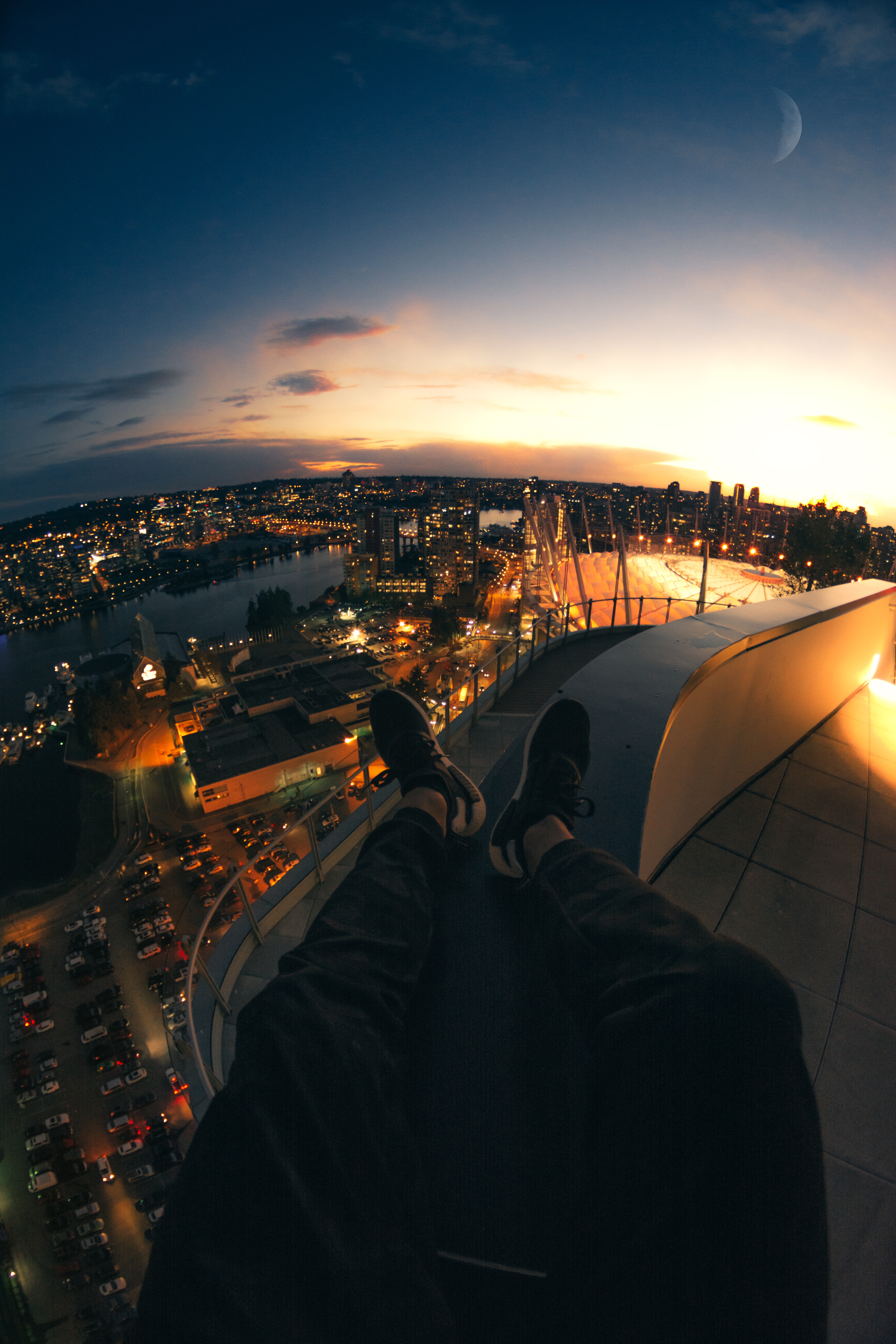 review, vancouver, overview, canada, cities, view from above, legs, night city Full HD