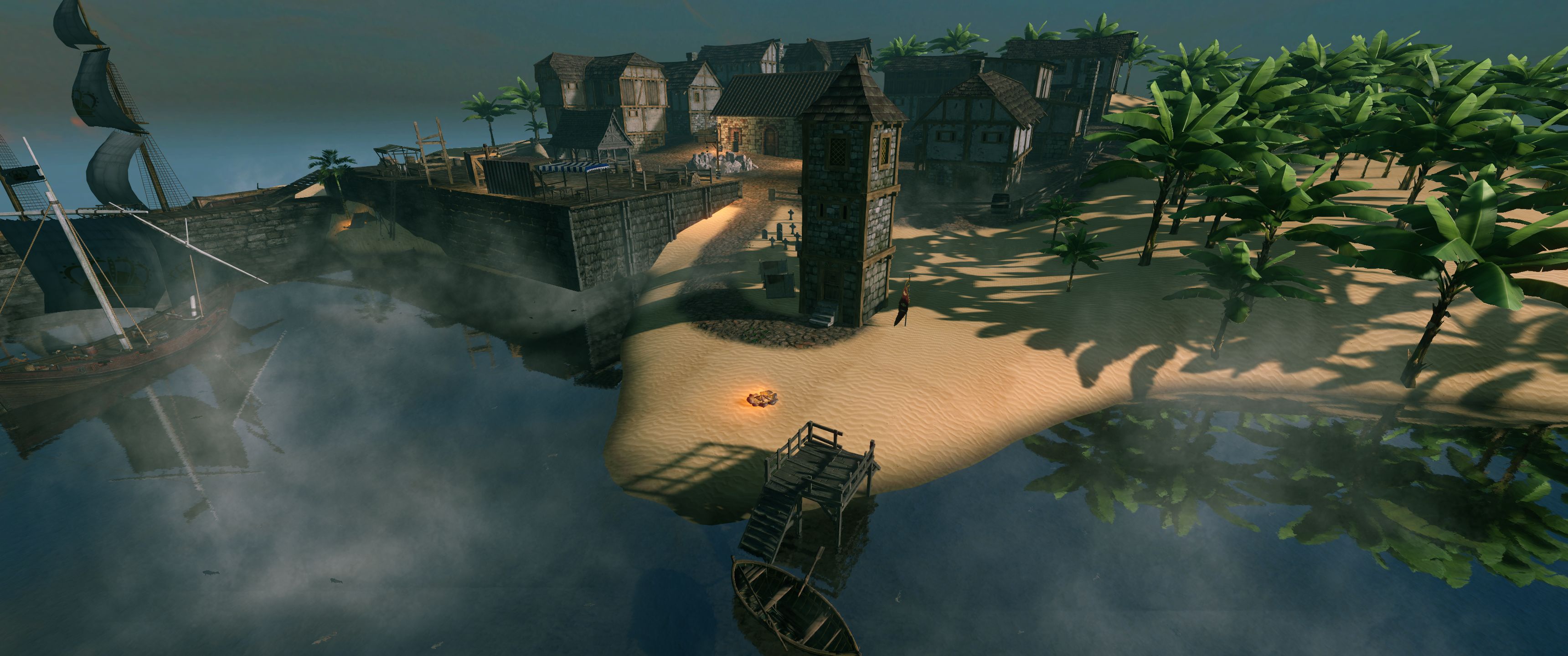 Download mobile wallpaper Fantasy, Island, Ship, Harbor for free.