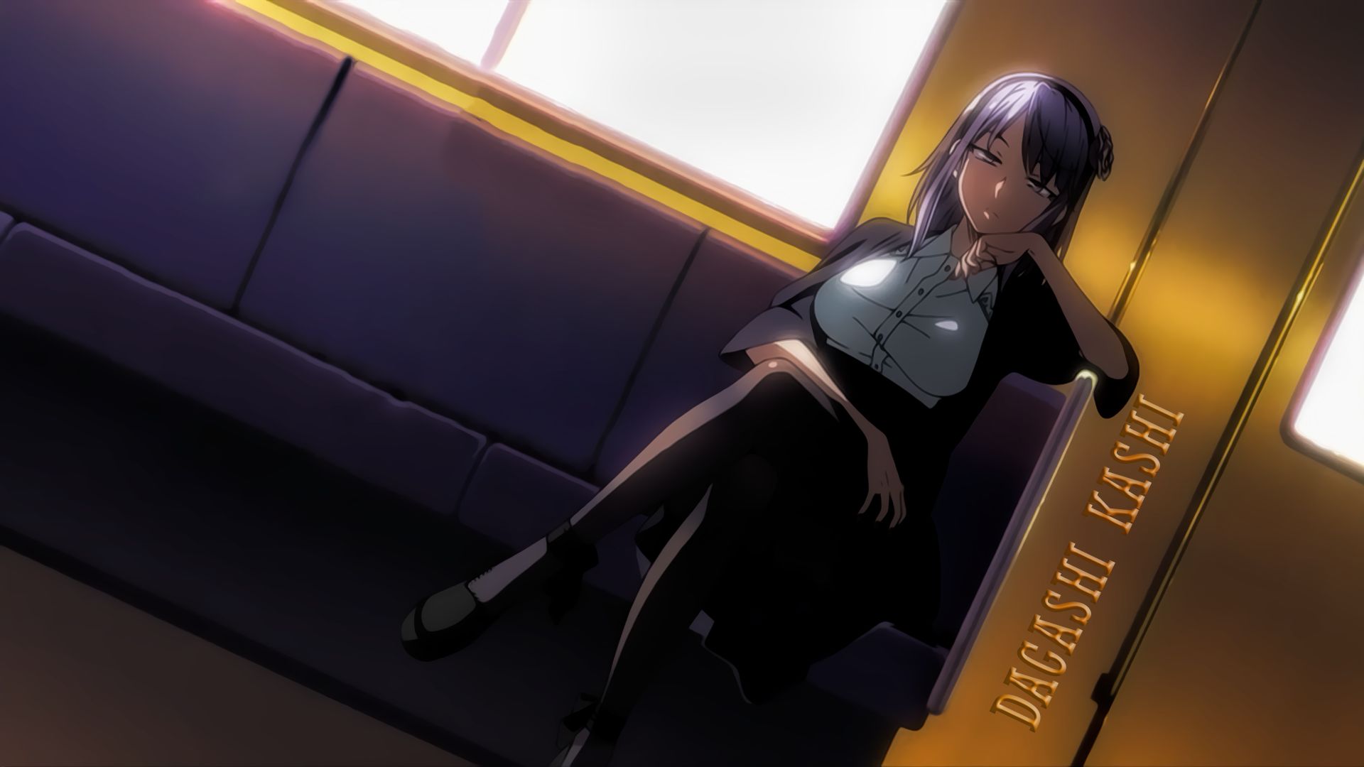 904770 télécharger l'image animé, dagashi kashi, yeux bleus, bandeau, cheveux violets, shidare hotaru, jupe, hauts de cuisse - fonds d'écran et économiseurs d'écran gratuits