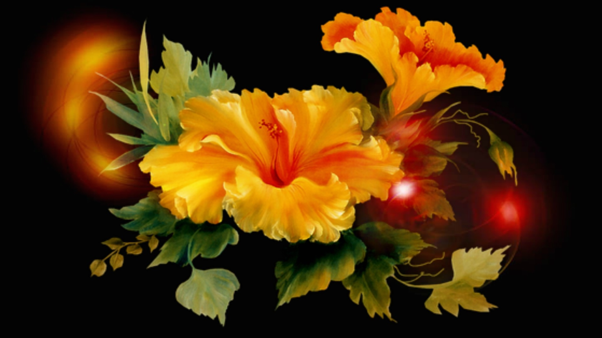 Free download wallpaper Flowers, Flower, Artistic, Hibiscus, Yellow Flower on your PC desktop