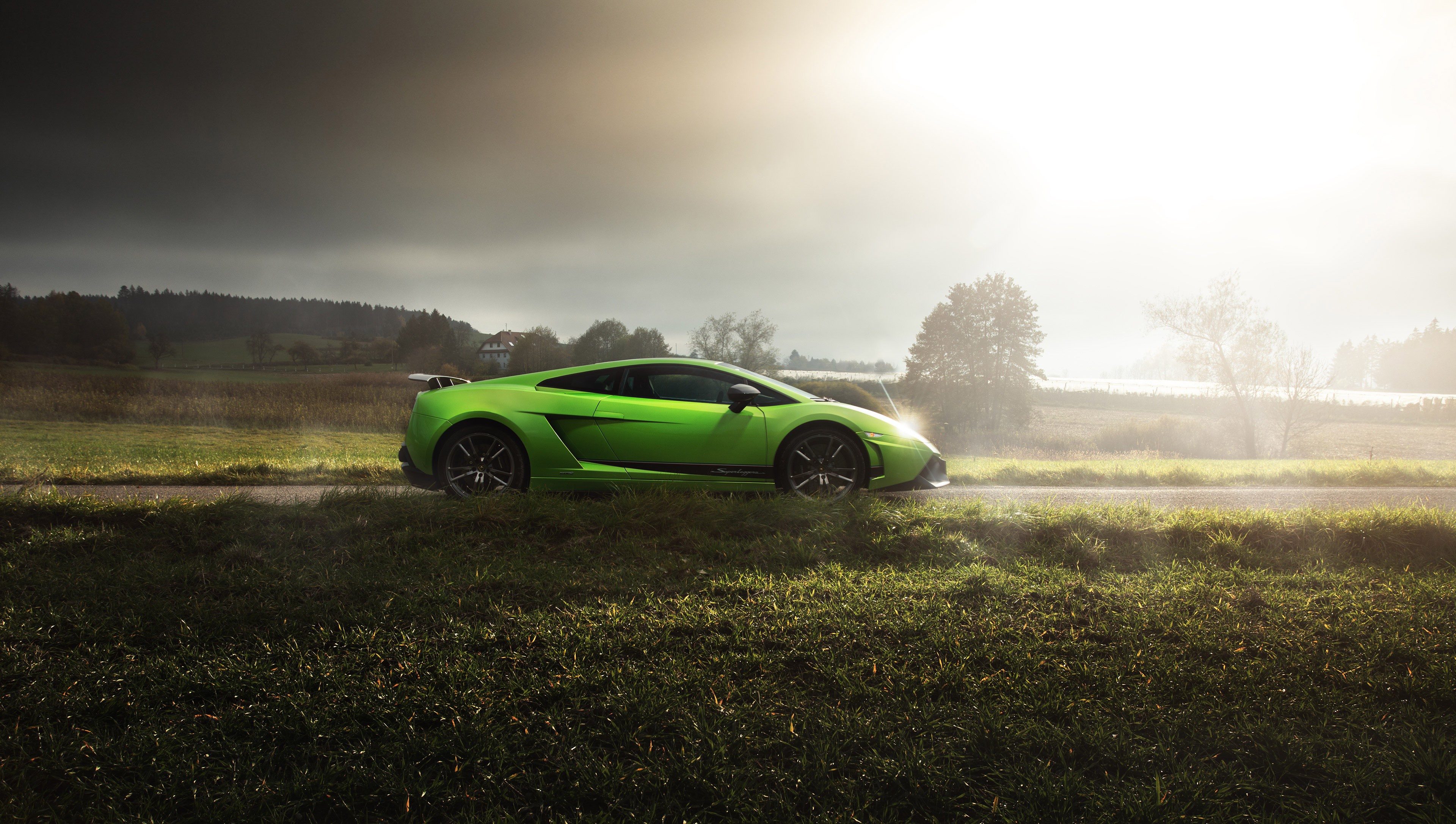 Téléchargez gratuitement l'image Lamborghini, Voiture, Supercar, Véhicules, Lamborghini Gallardo Superleggera, Voiture Verte sur le bureau de votre PC