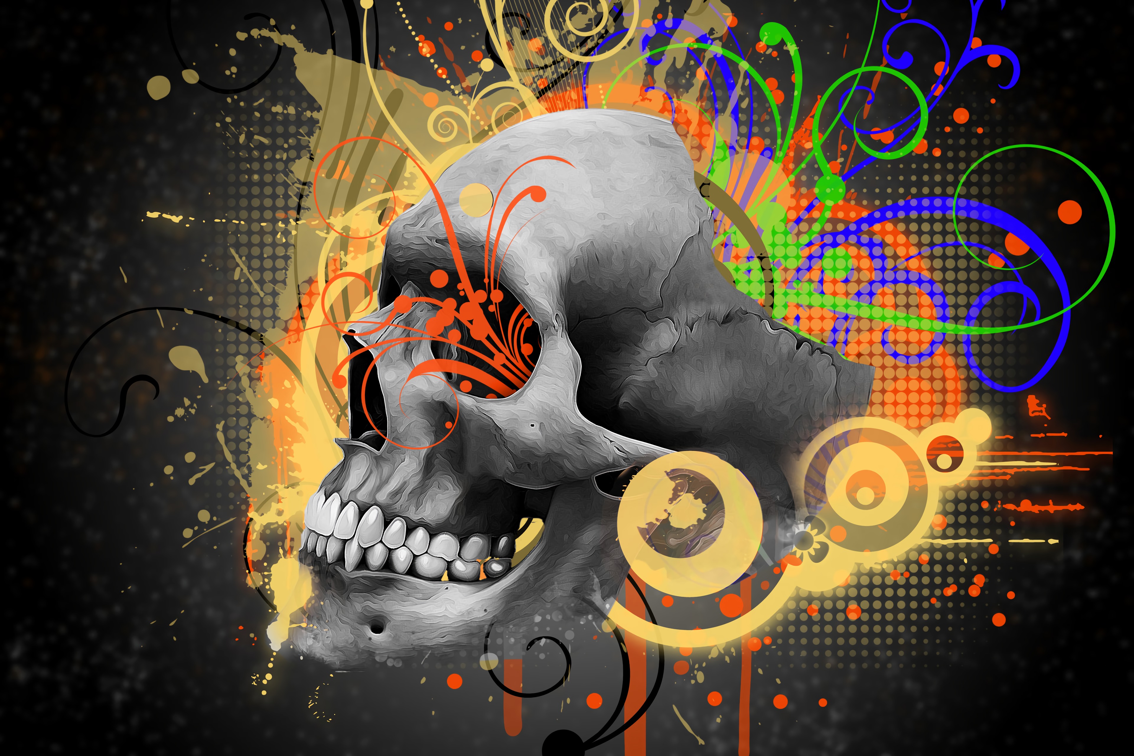 Download mobile wallpaper Abstract, Art, Pattern, Skull for free.