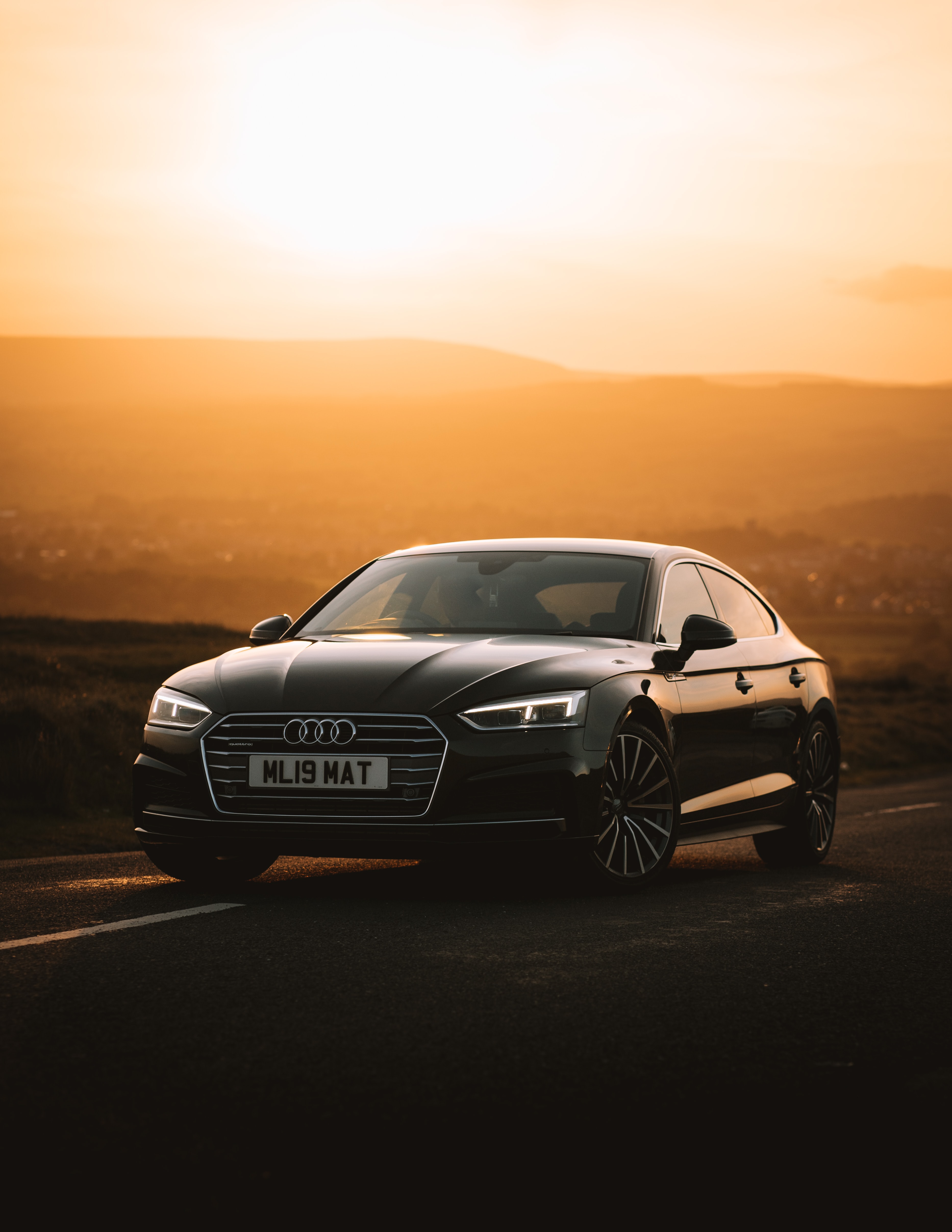 audi, audi a6, front view, sunset, cars, car cellphone