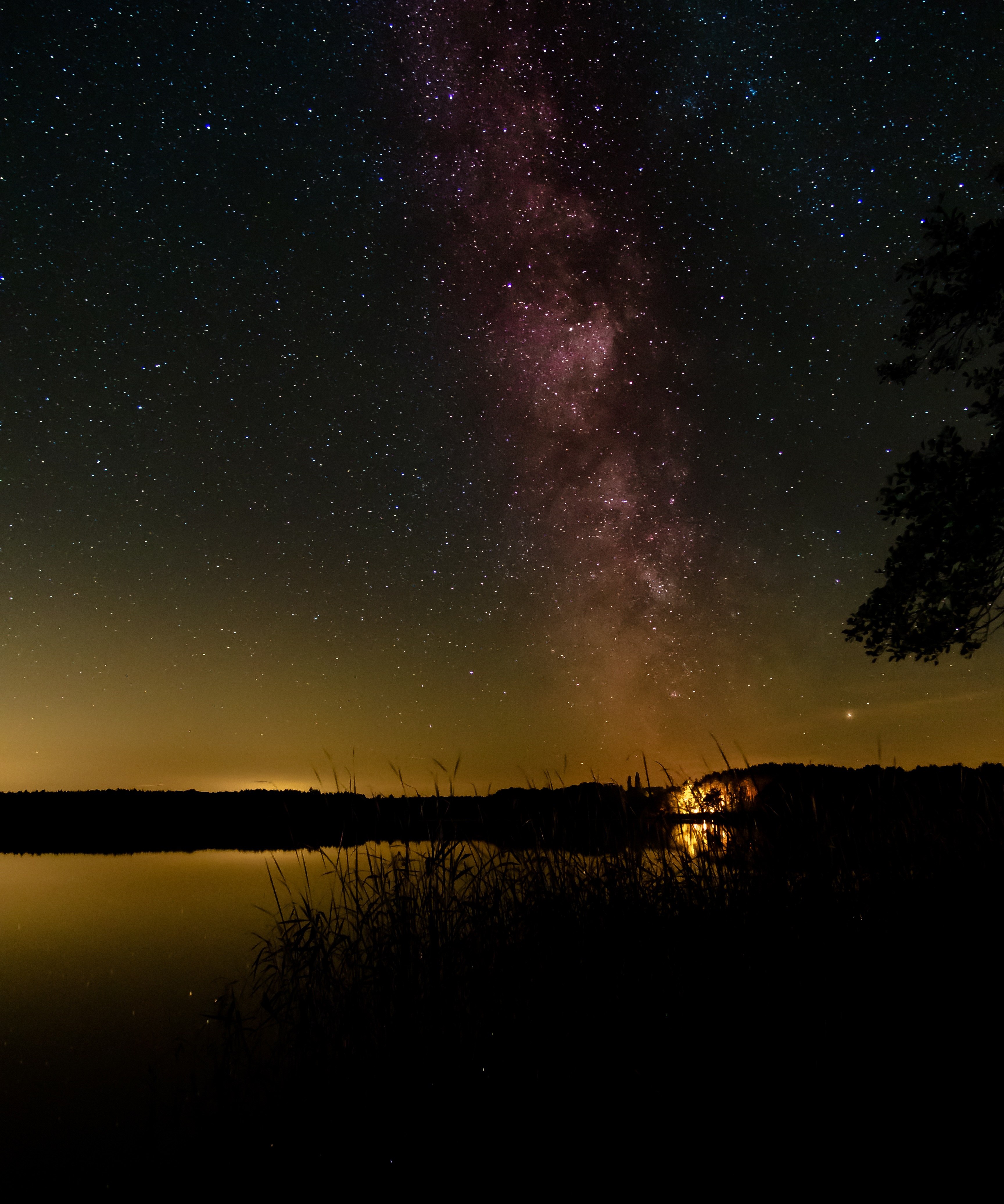 Free download wallpaper Nature, Grass, Lake, Starry Sky, Night, Milky Way on your PC desktop