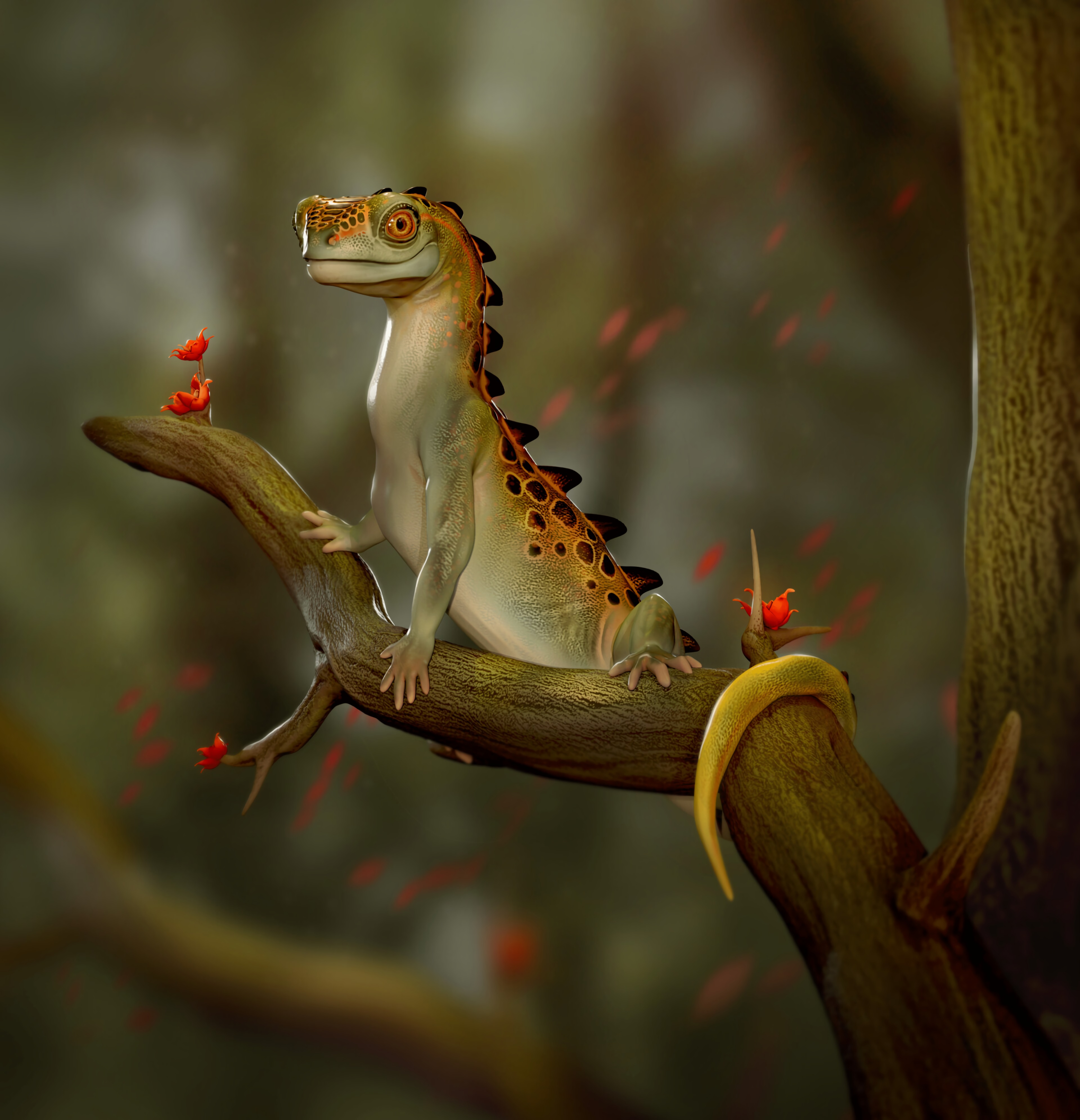 Free download wallpaper Lizard, Reptile, Art, Funny on your PC desktop