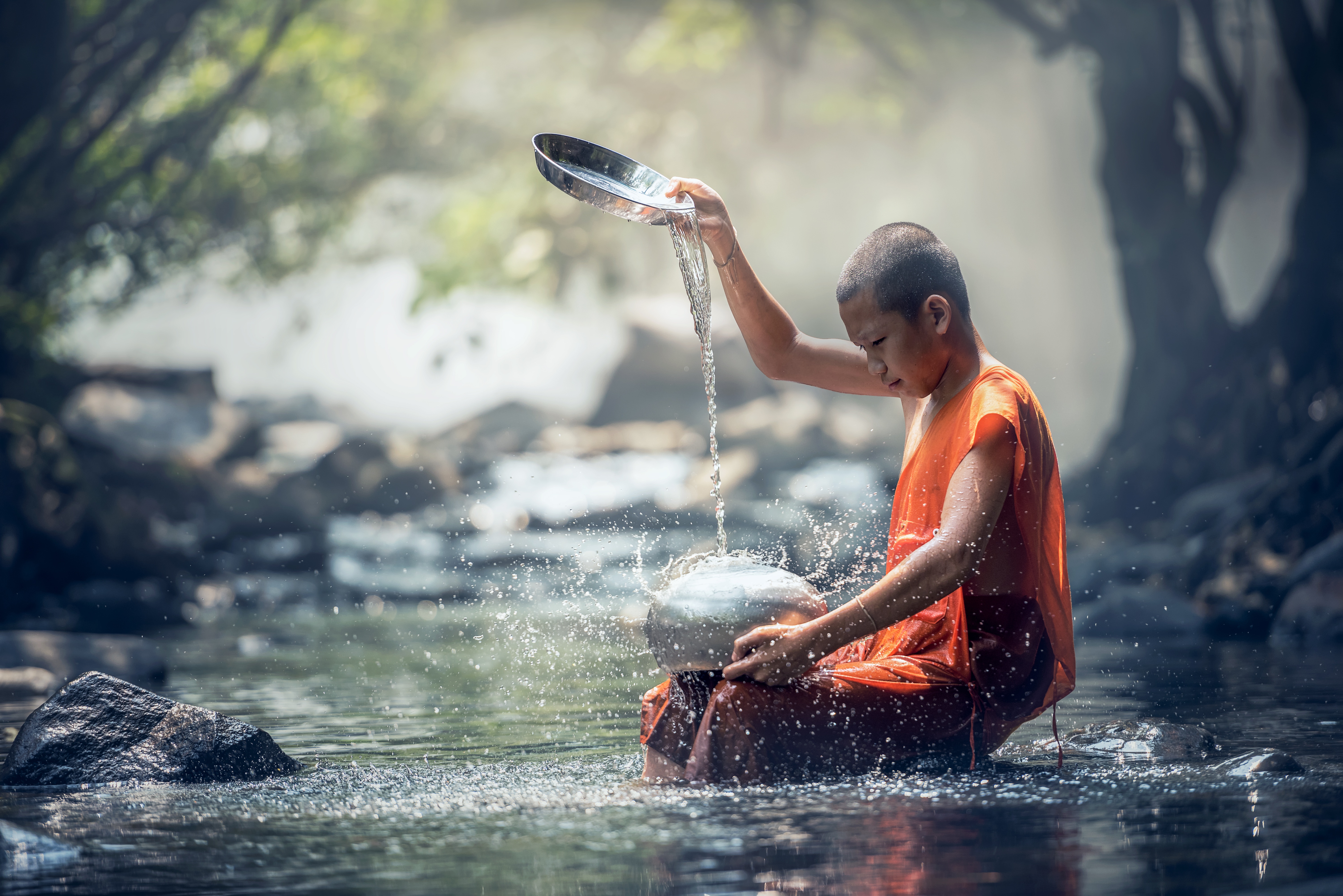 802818 скачать обои люди, монах, религиозные, таиланд, вода - заставки и картинки бесплатно