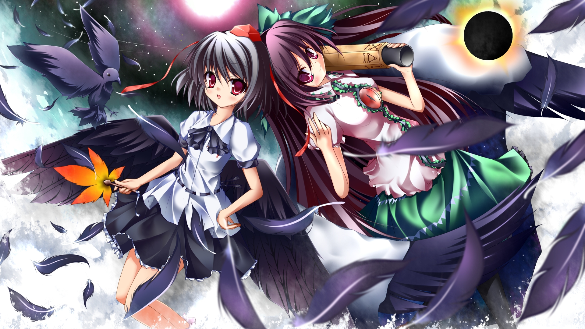Laden Sie das Animes, Tuhu, Aya Shameimaru, Utsuho Reiuji-Bild kostenlos auf Ihren PC-Desktop herunter