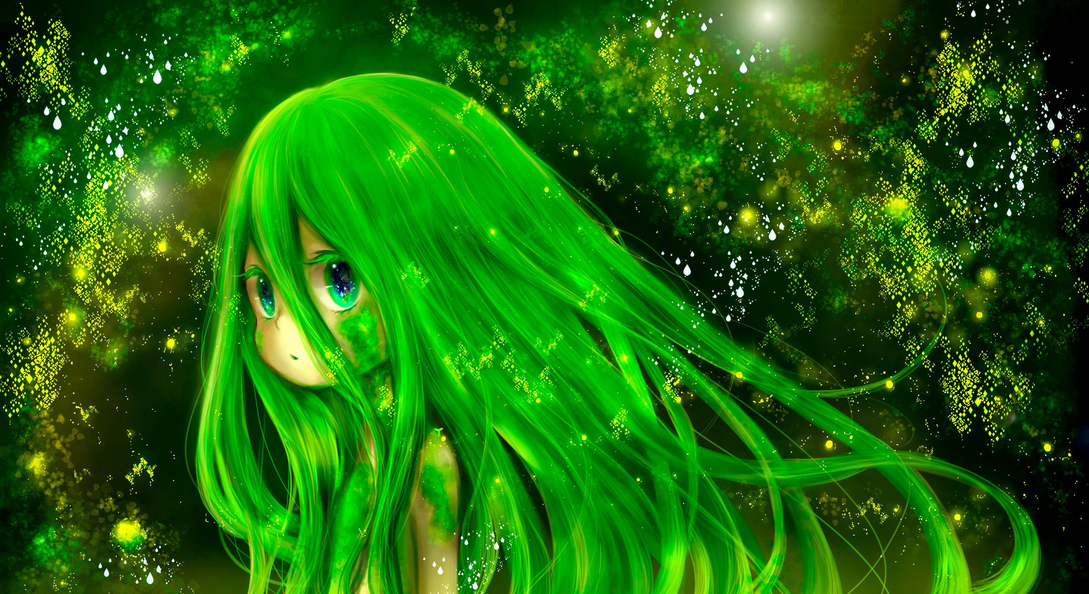 Free download wallpaper Anime, Green Hair, Original on your PC desktop