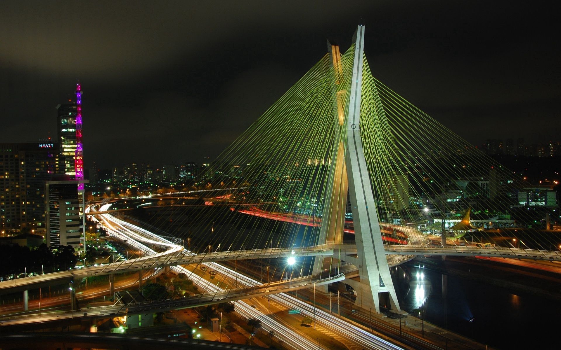 Descarga gratuita de fondo de pantalla para móvil de Noche, Puente, Ciudades, Edificio, Estructura, Brasil.