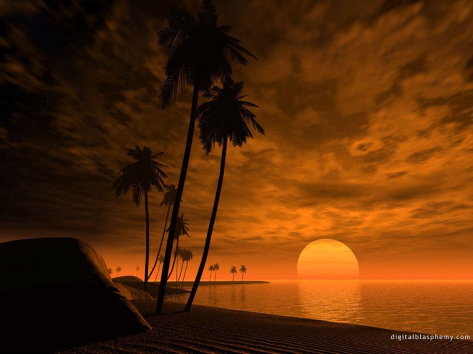 dawn, landscape, sea, sun, clouds, orange High Definition image